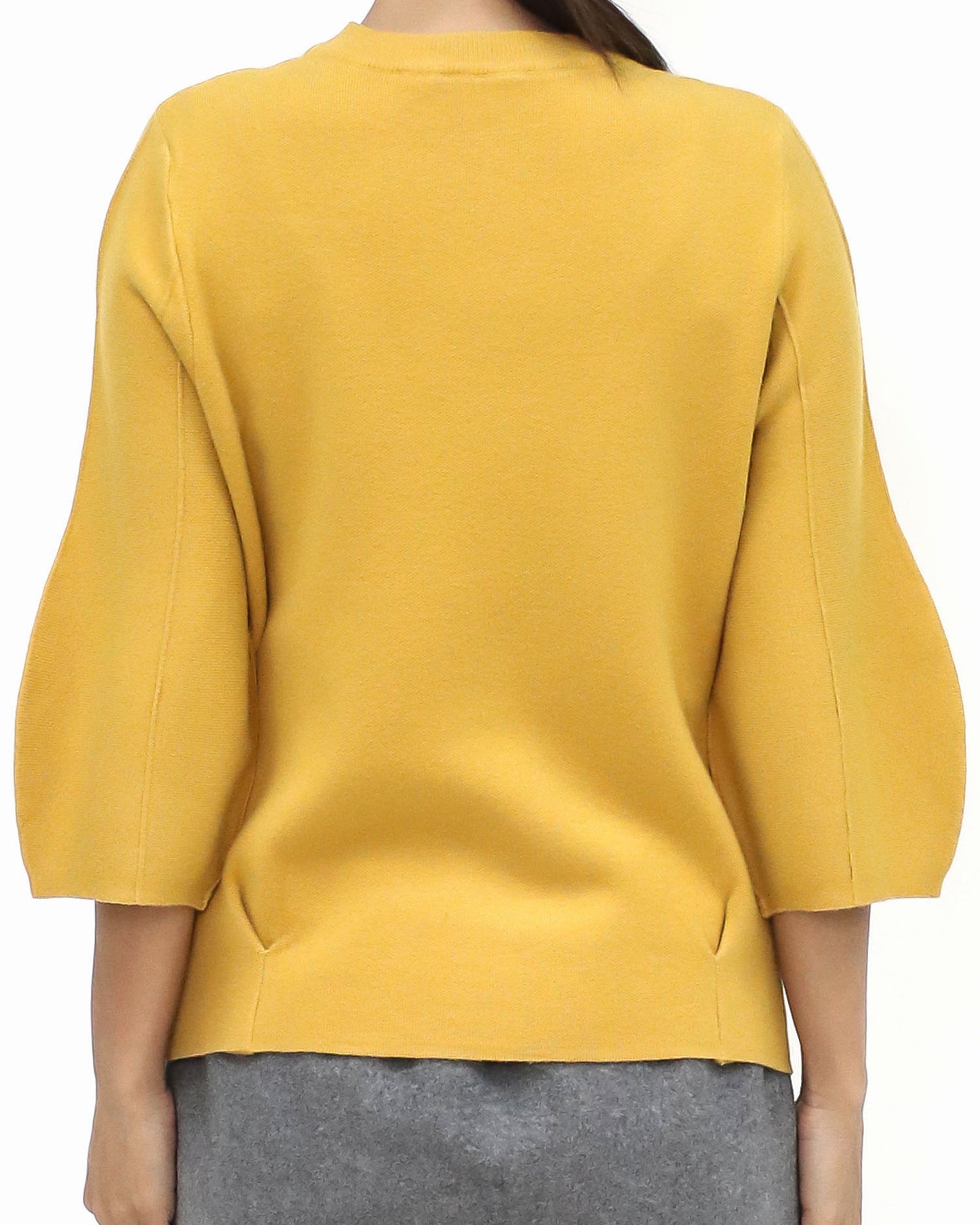 mustard balloon sleeves knitted top *pre-order*