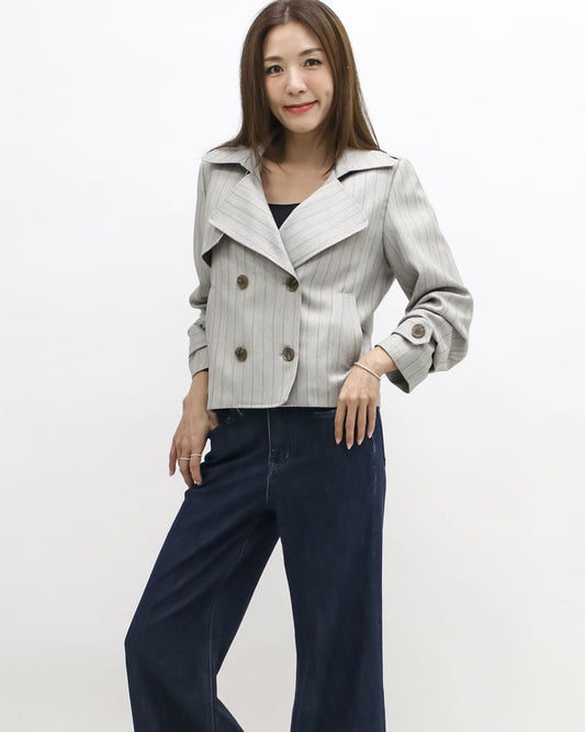 beige stripes blazer jacket