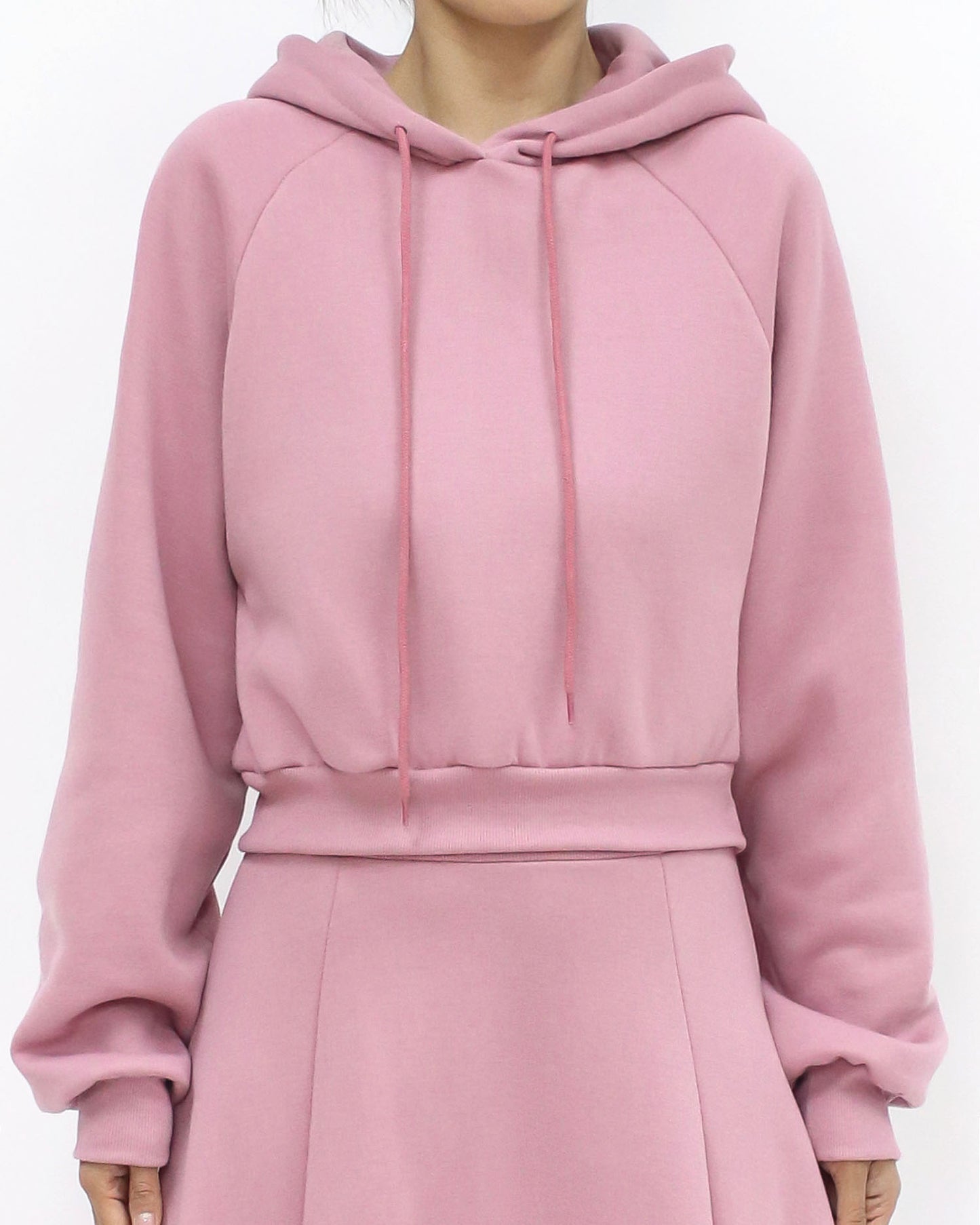 pink hoodie fleece sweatshirt & skirt set *pre-order*