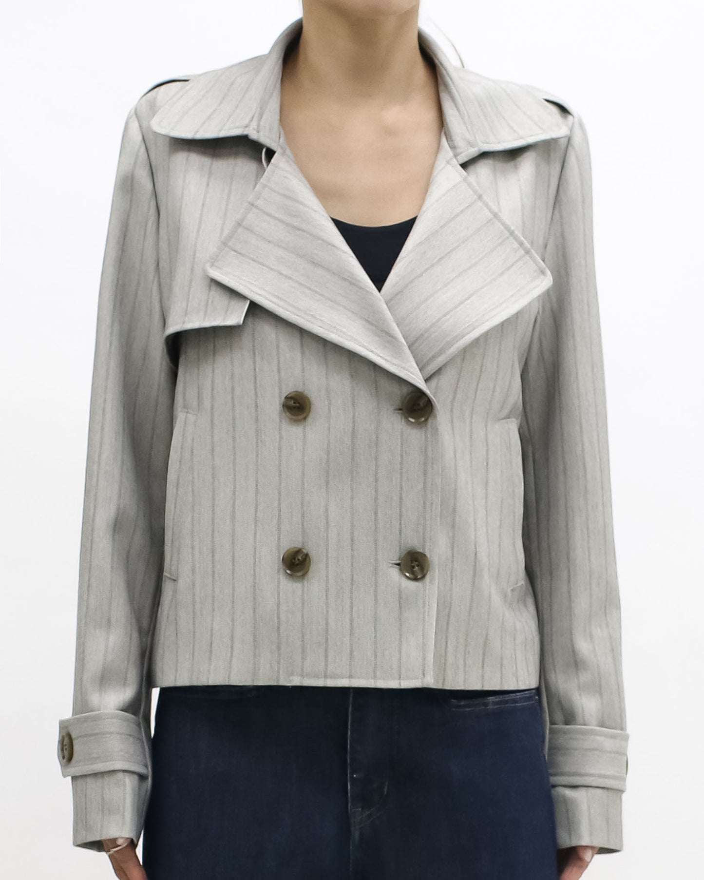 beige stripes blazer jacket
