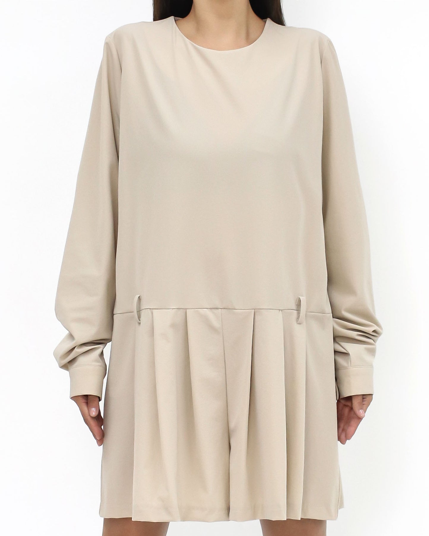 beige pleats shirt jumpsuit *pre-order*