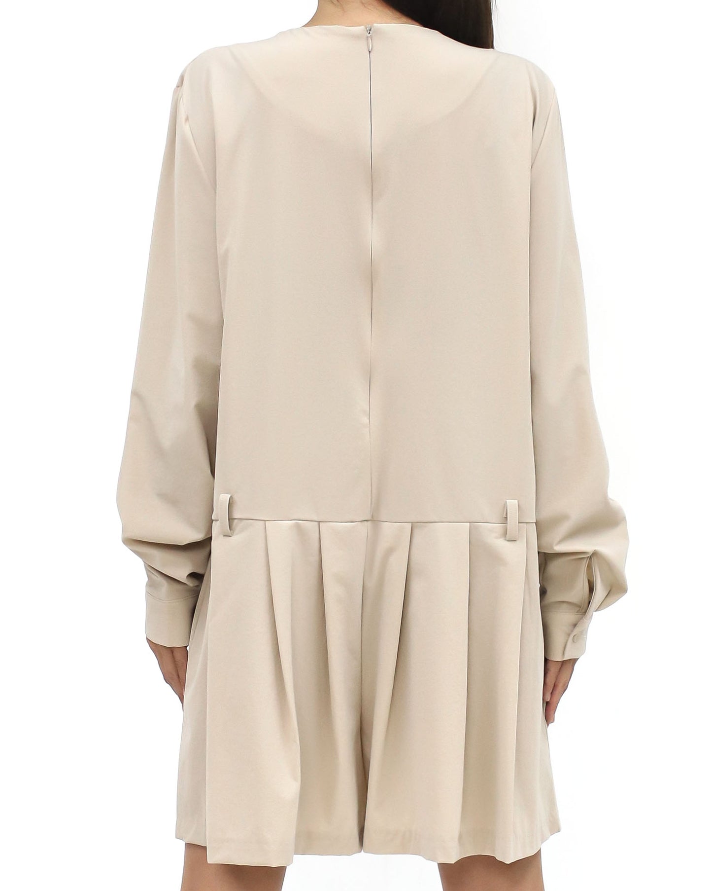 beige pleats shirt jumpsuit *pre-order*