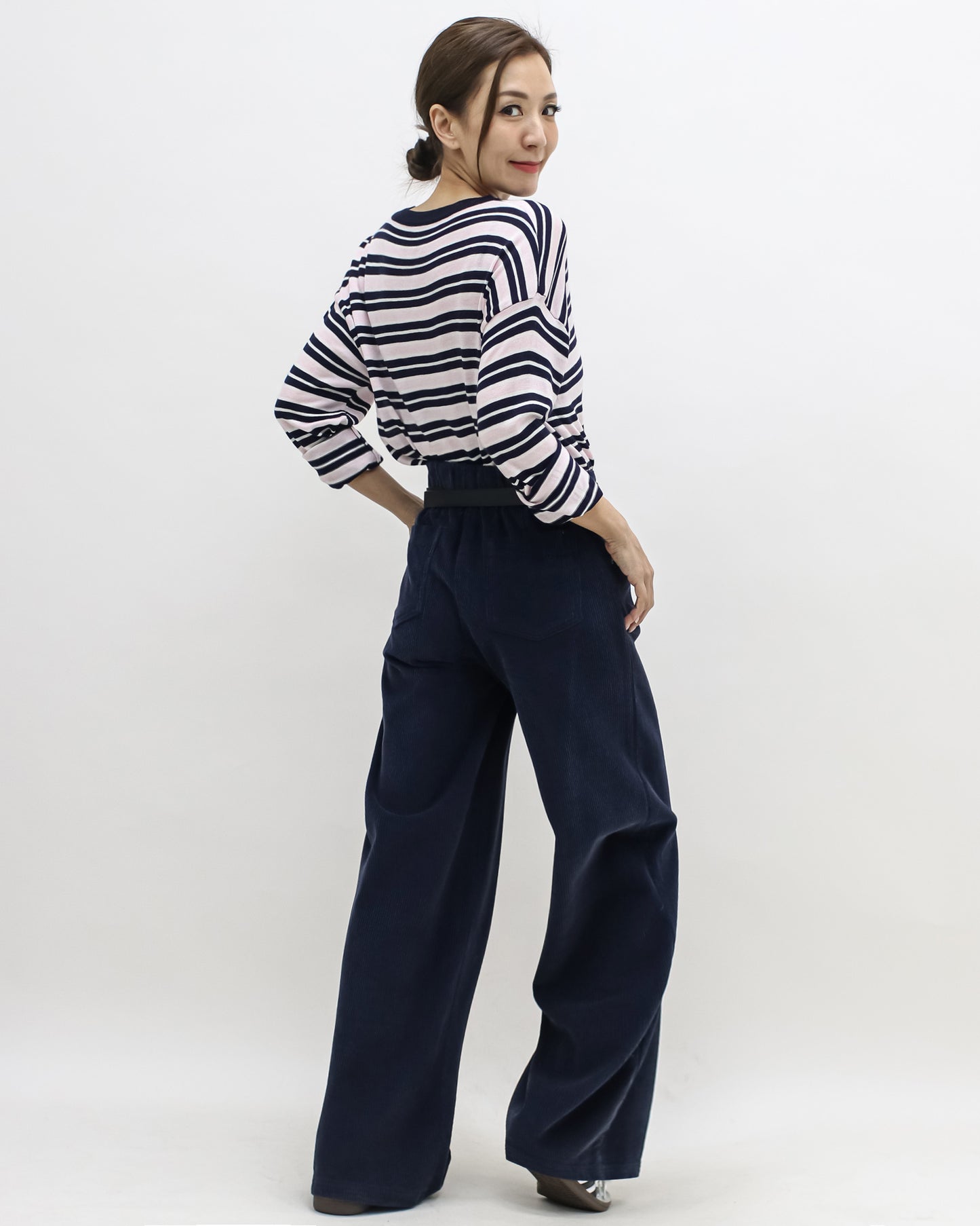 navy cord straight leg pants *pre-order*