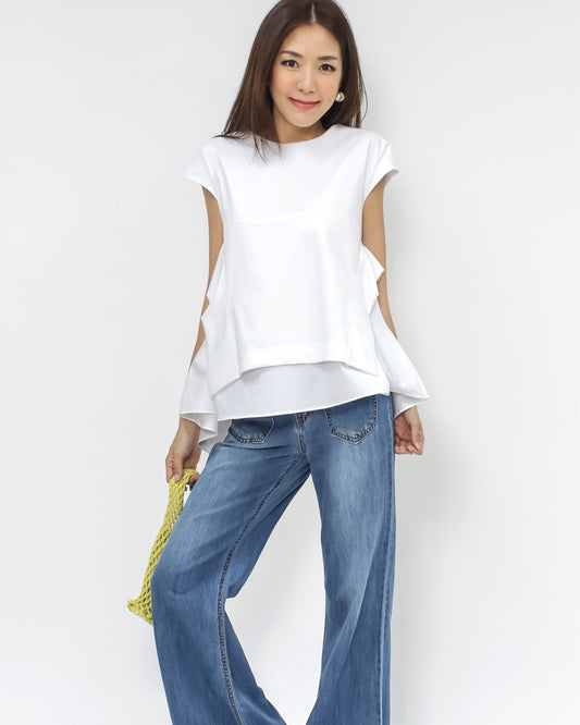ivory shirt contrast flare tee *pre-order*