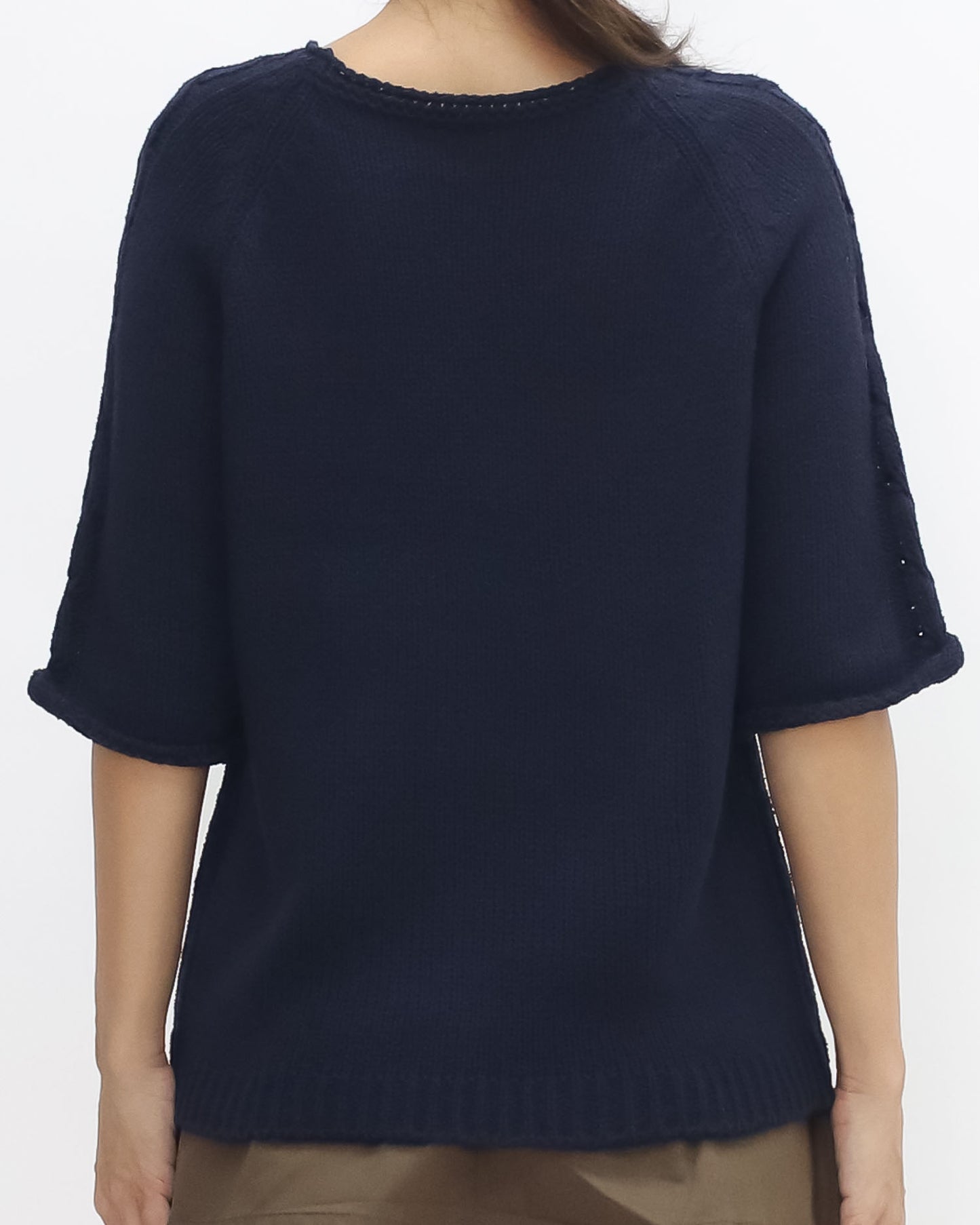 navy twisted knitted sleeves top *pre-order*