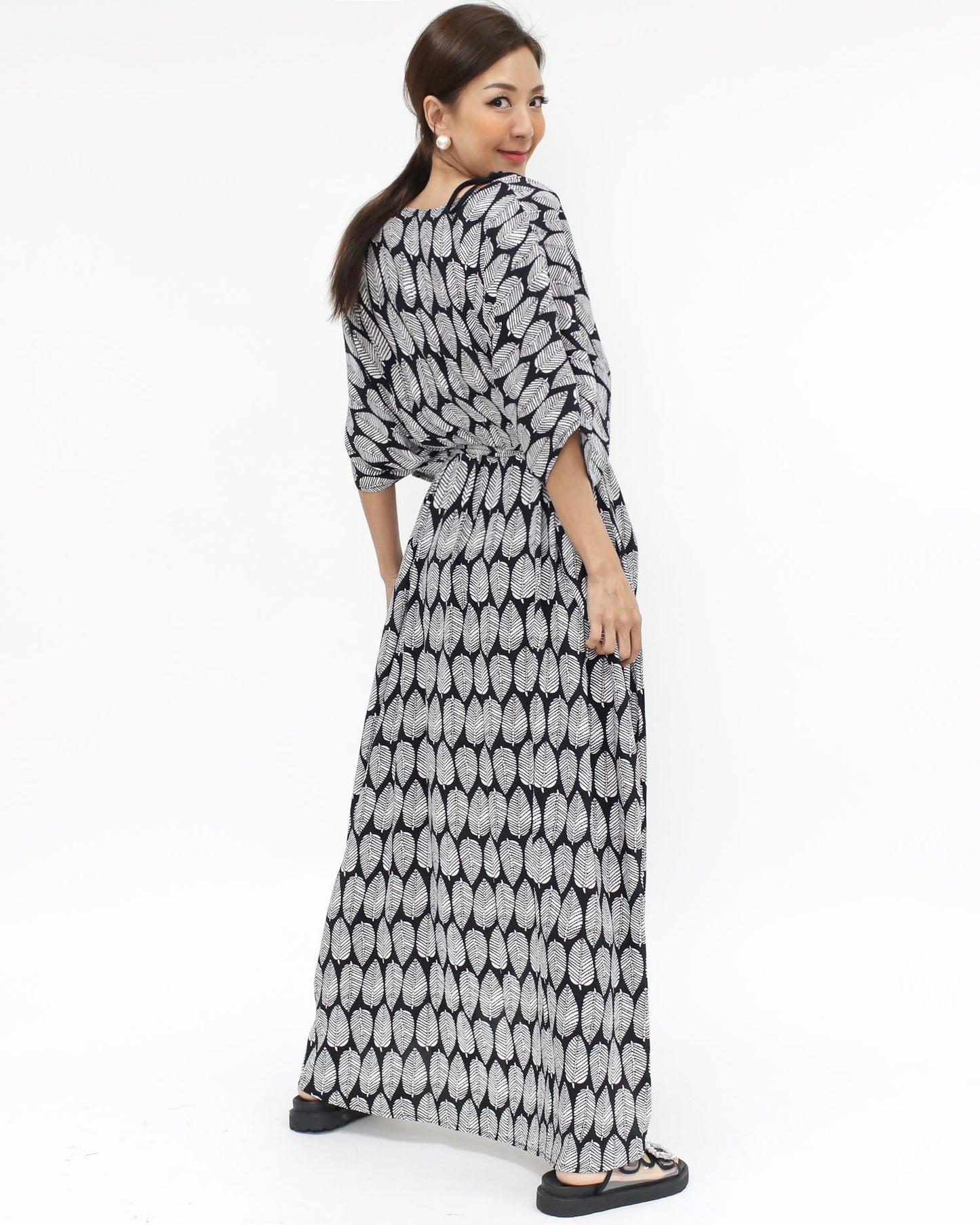 black printed slinky cover-up kimono *pre-order*