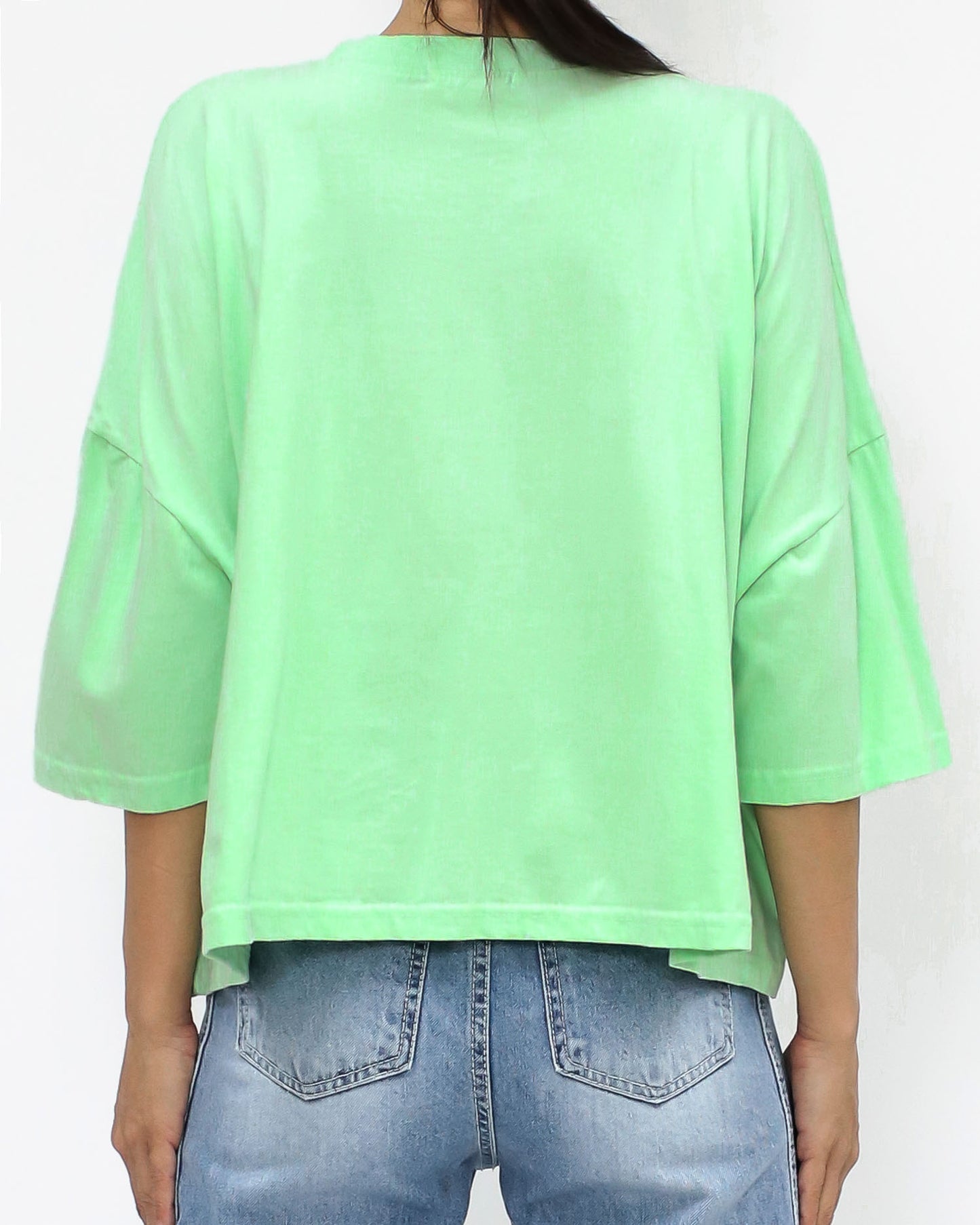 neon green label front tee