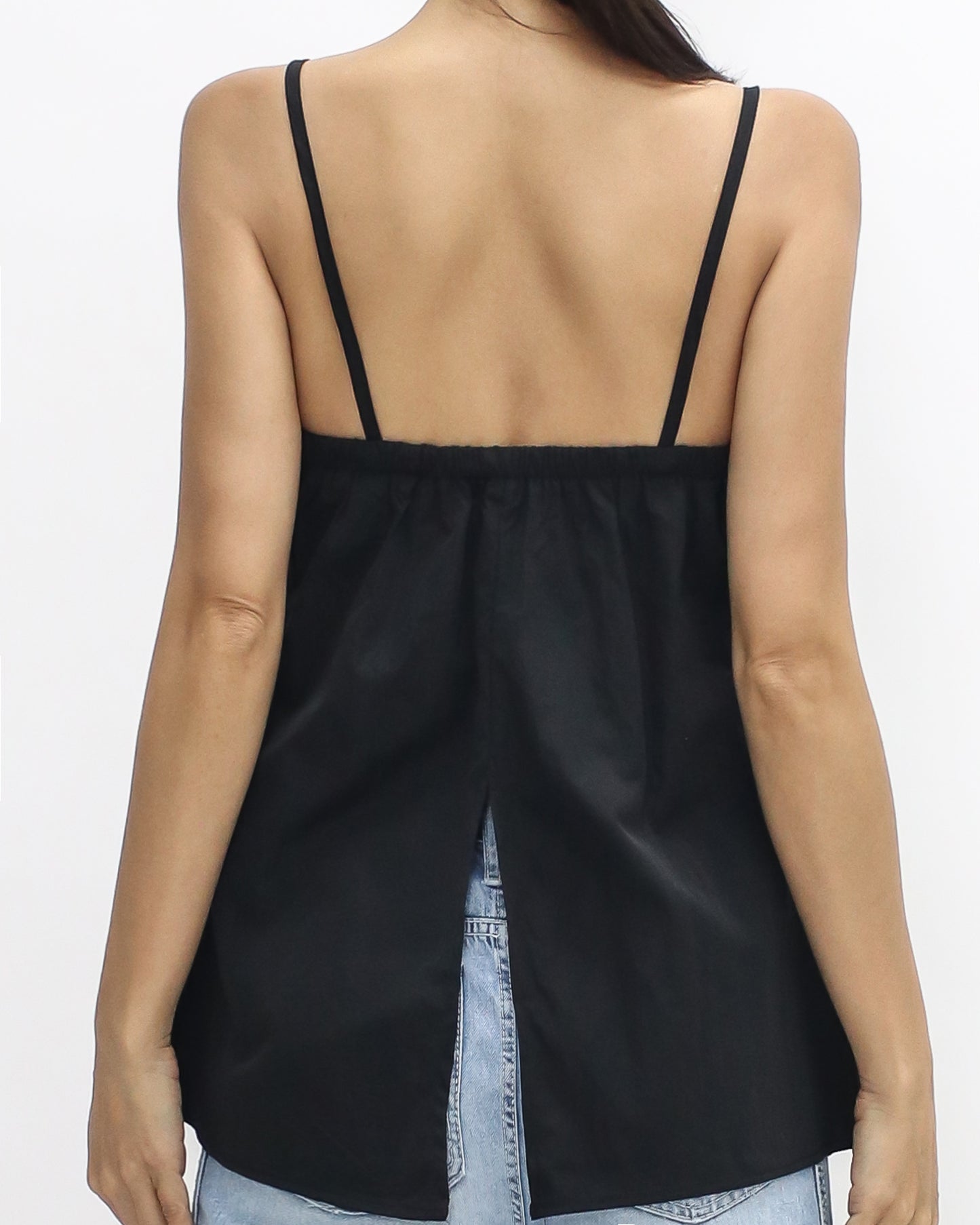 Black split back strappy tech vest