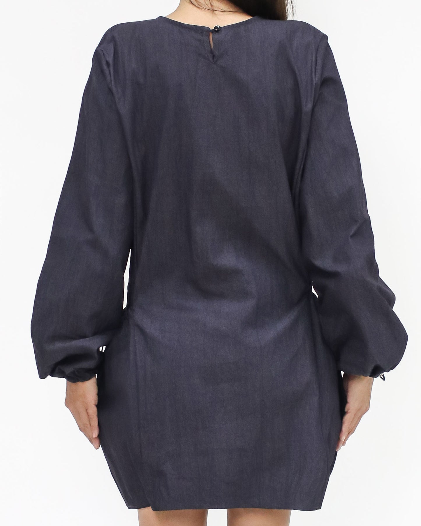 navy coated texture pockets dress *pre-order*