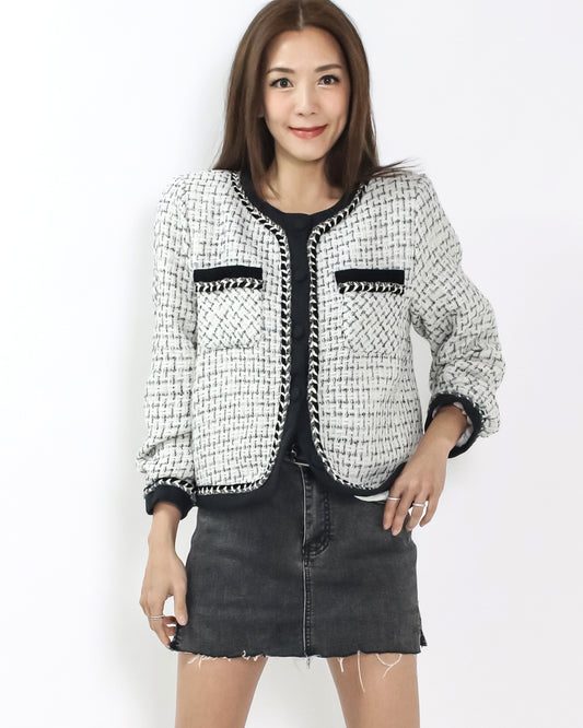 ivory & black tweed jacket *pre-order*