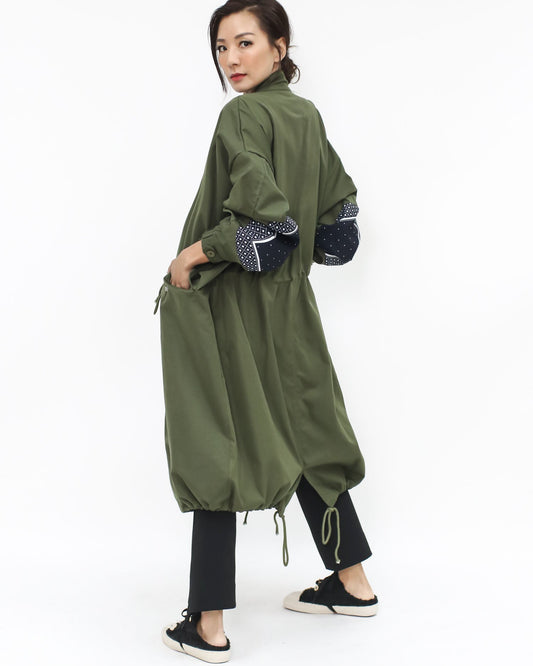 green & navy printed longline jacket *pre-order*