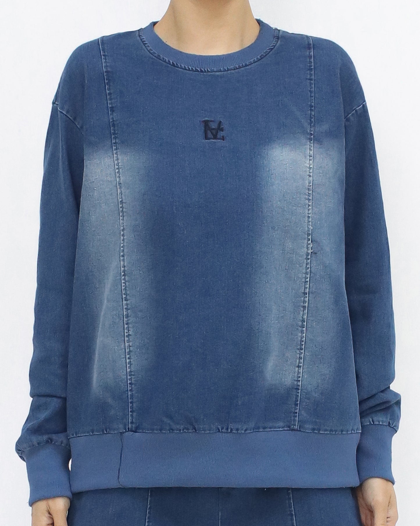 blue washed denim sweatshirt & pants set *pre-order*