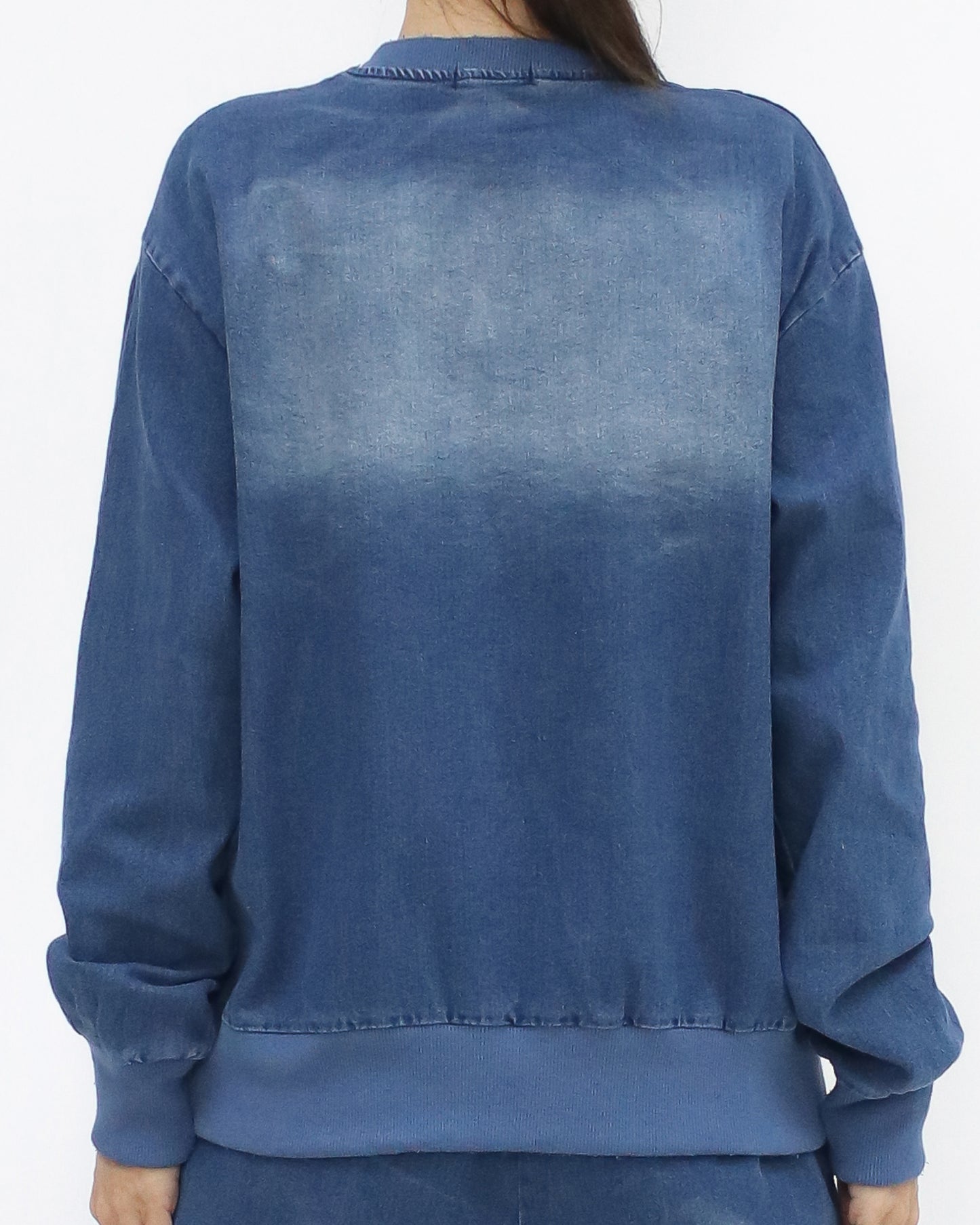blue washed denim sweatshirt & pants set *pre-order*