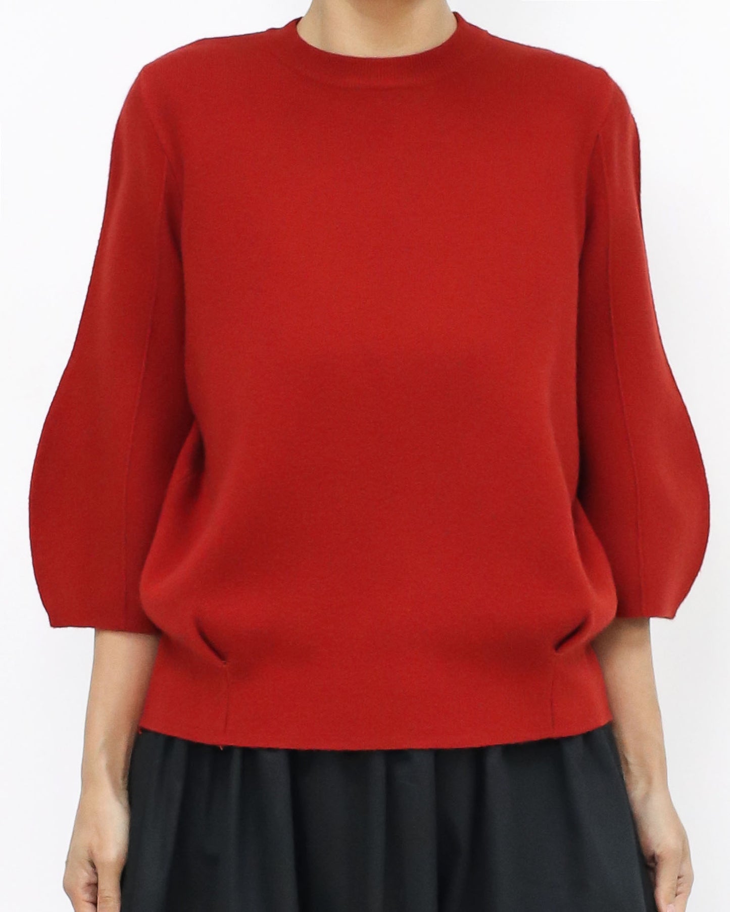 red balloon sleeves knitted top