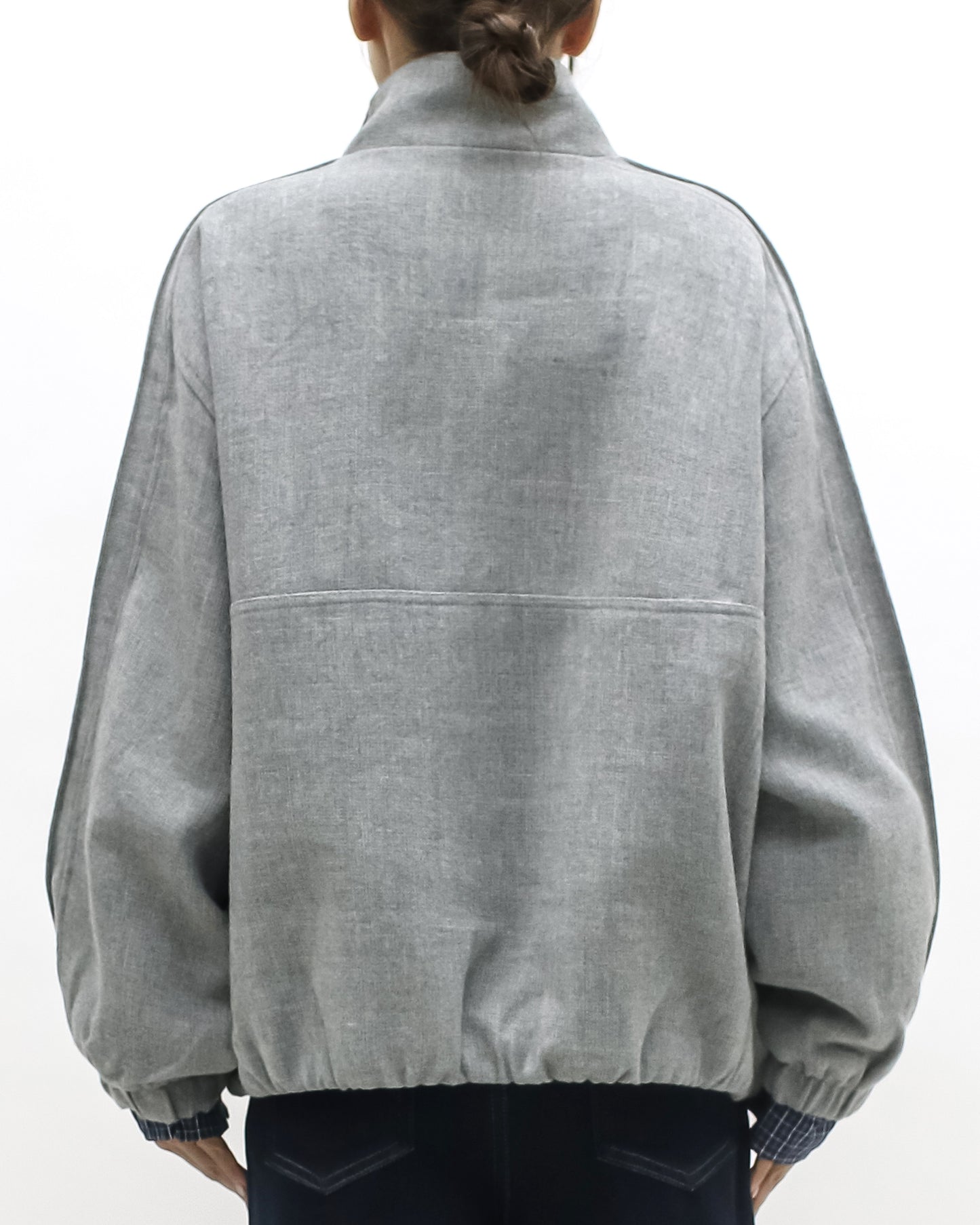 grey polo collar curve jacket