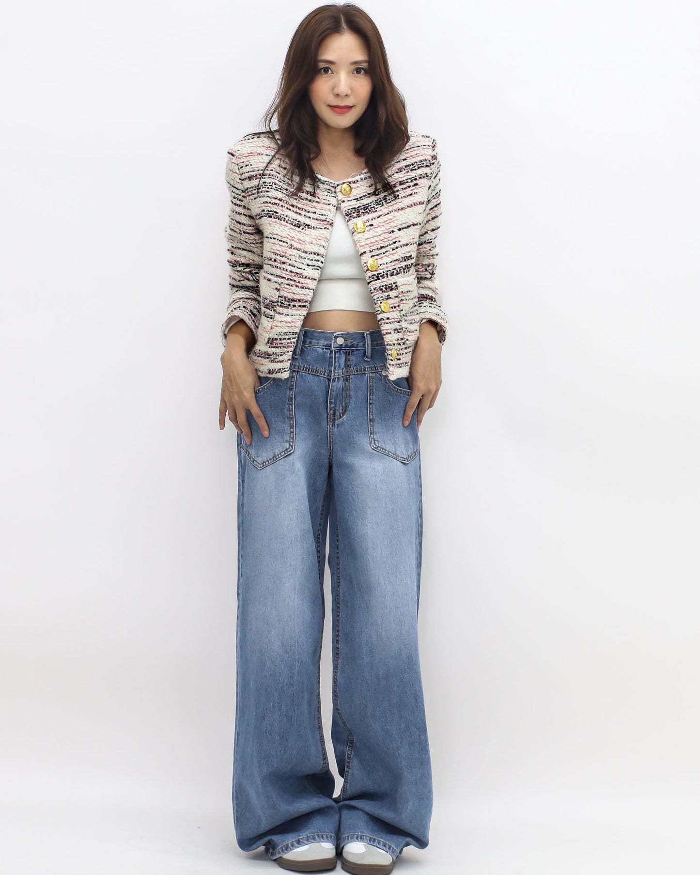 washed blue denim lose straight legs jeans *pre-order*