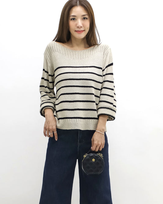 beige & black stripes knitted top