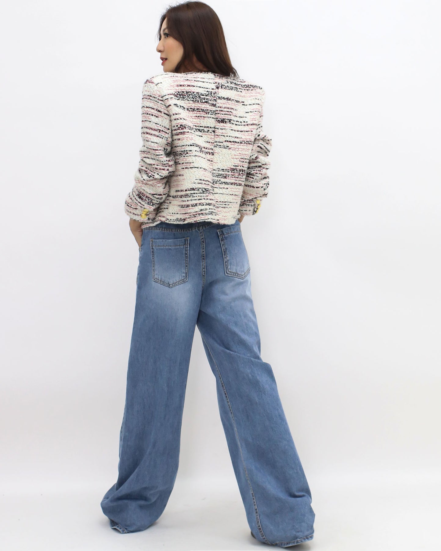 washed blue denim lose straight legs jeans *pre-order*