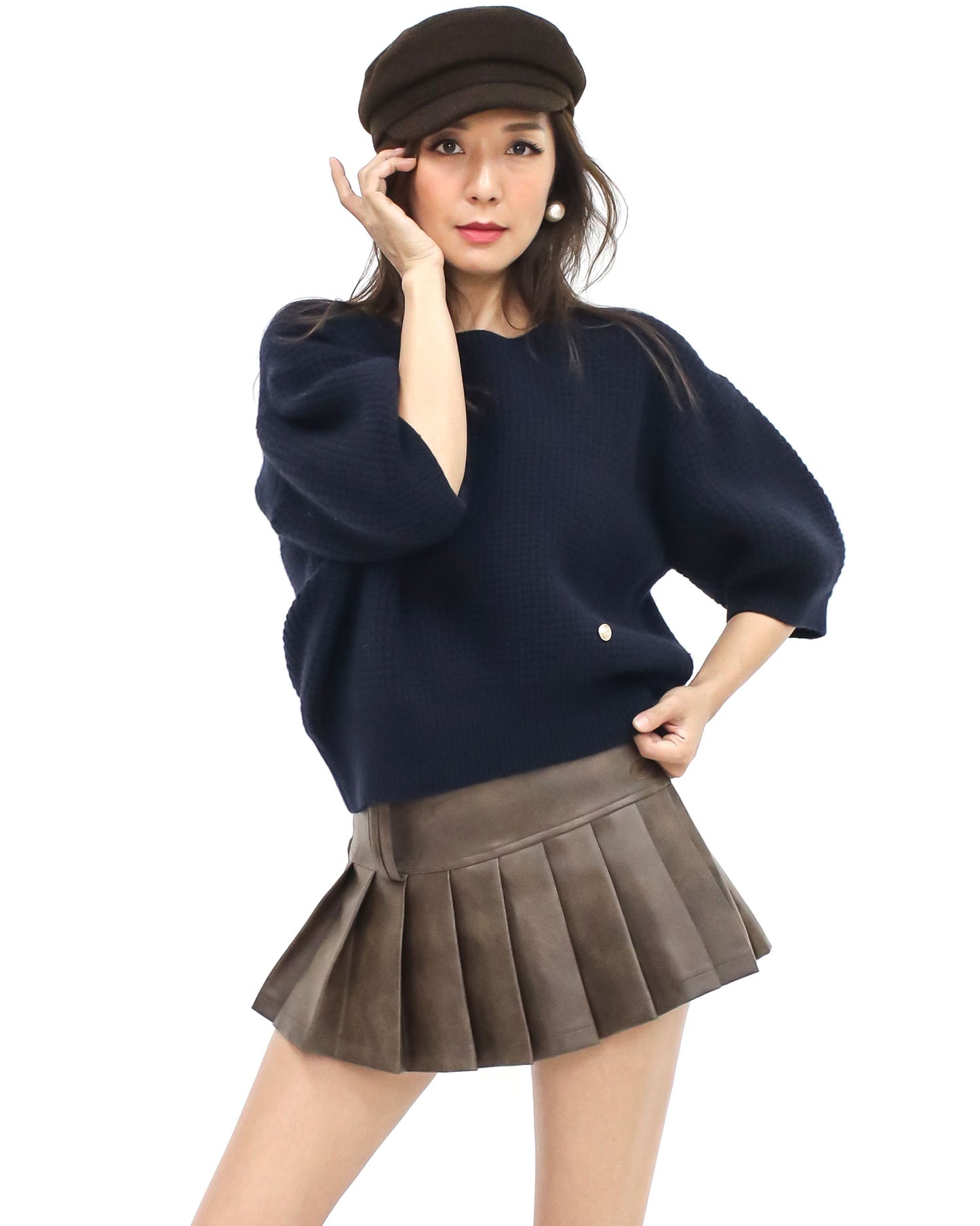 navy cashmere knitted top