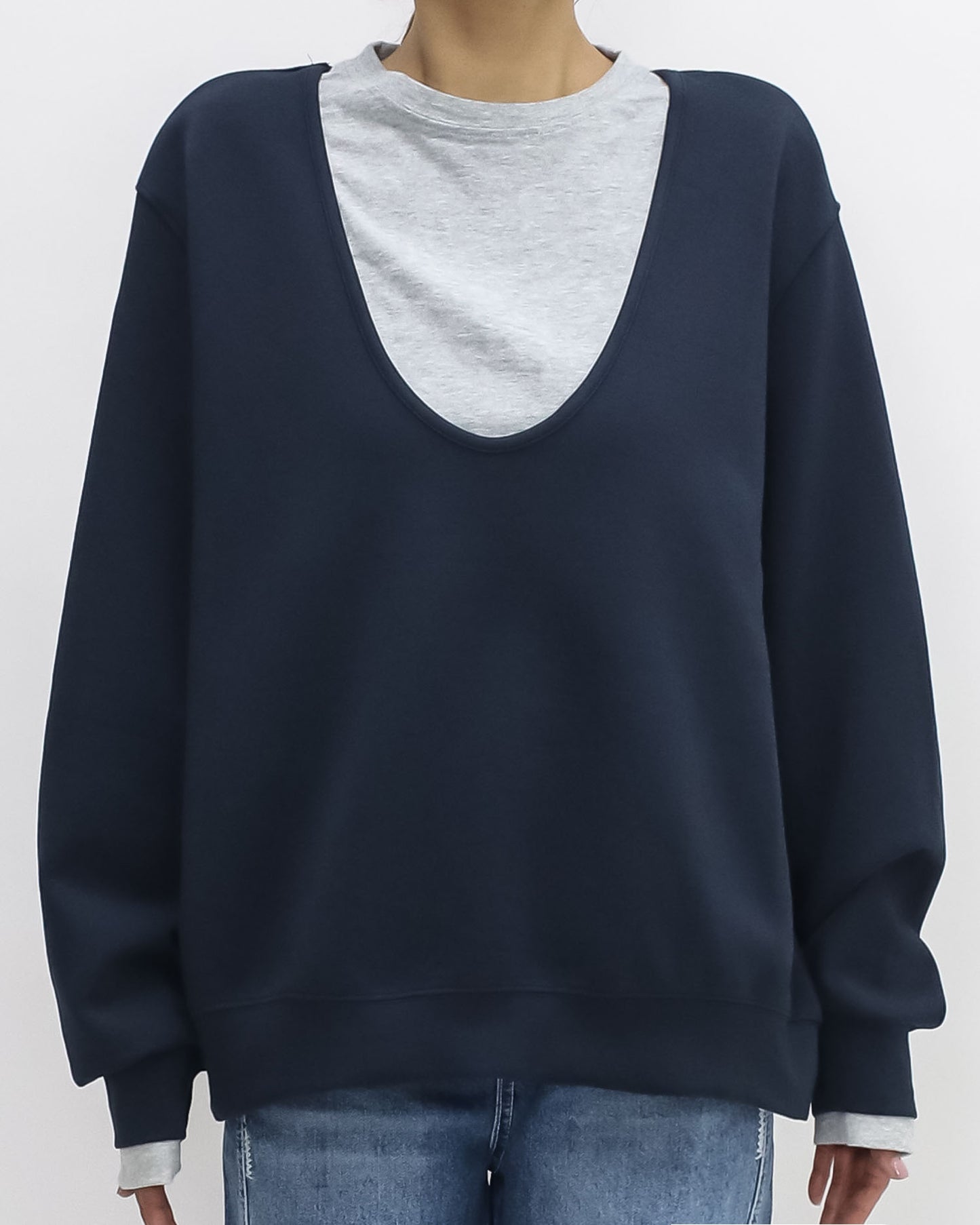 navy w/ grey tee sweatshirt