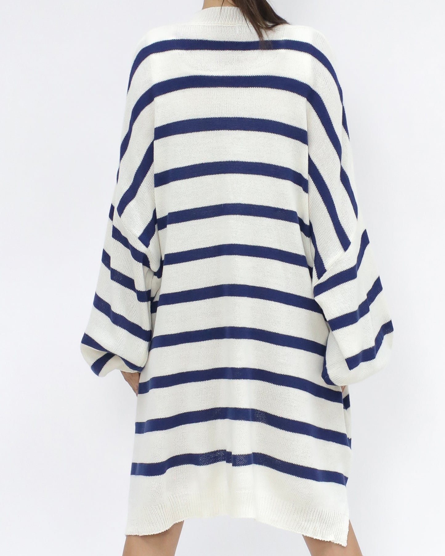 ivory & navy stripes knitted longline top *pre-order*