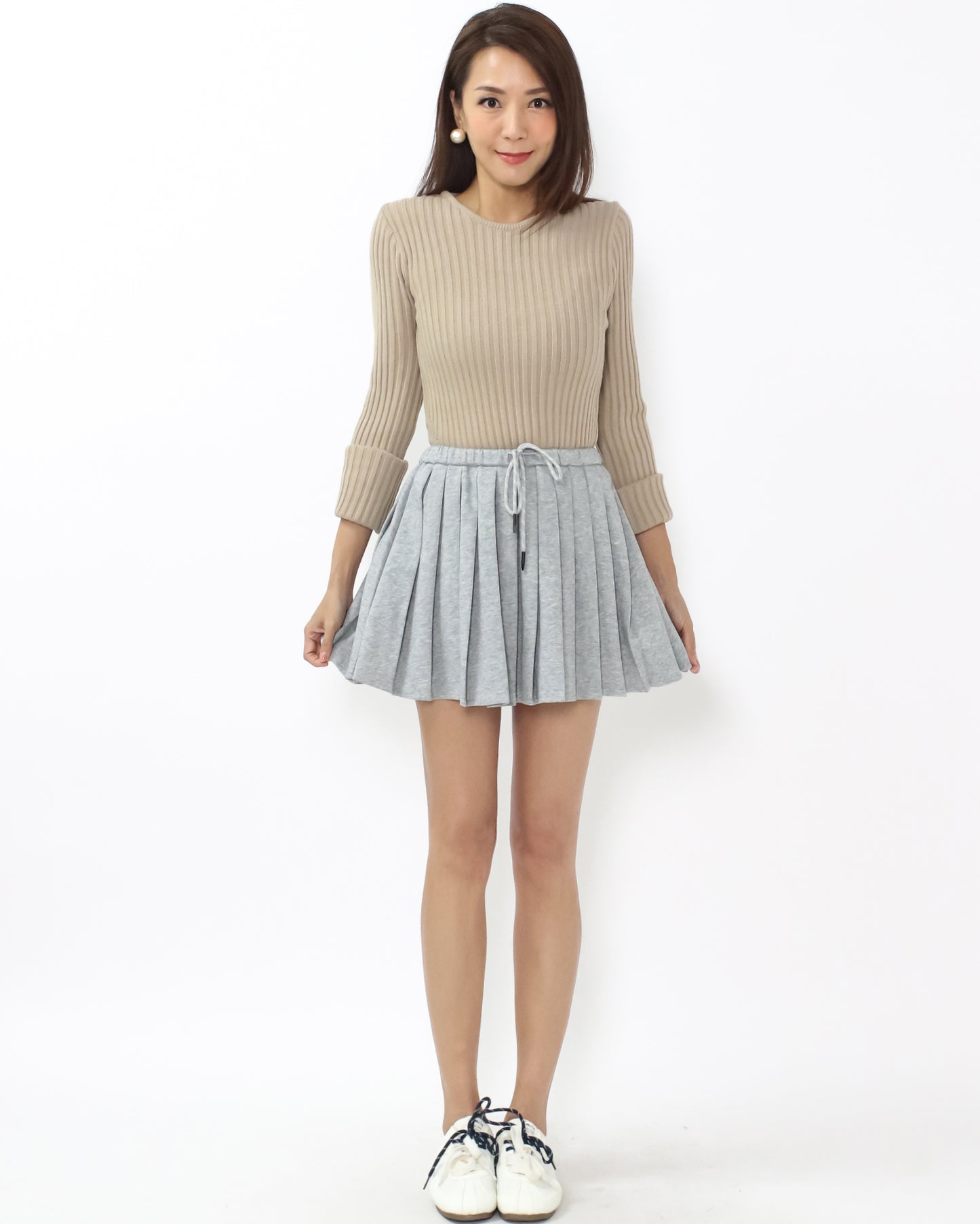 grey pleats sweat skorts *pre-order*