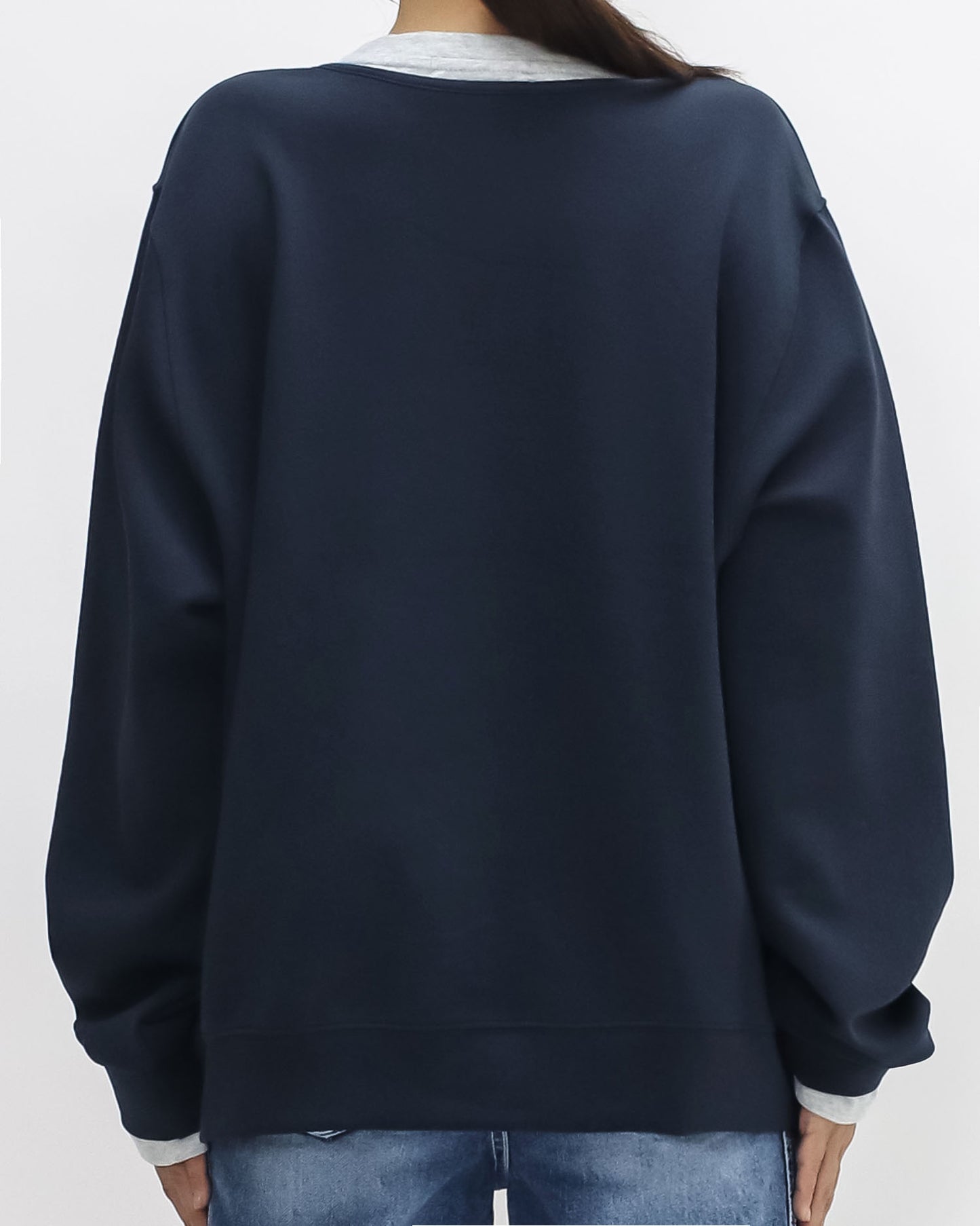 navy w/ grey tee sweatshirt