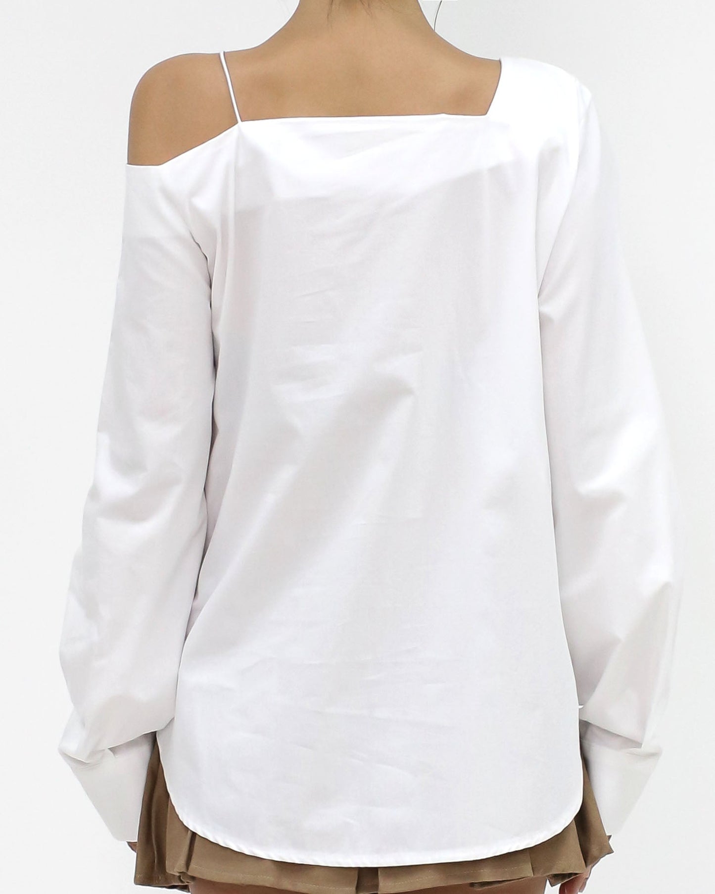 ivory cutout shoulder strap shirt *pre-order*