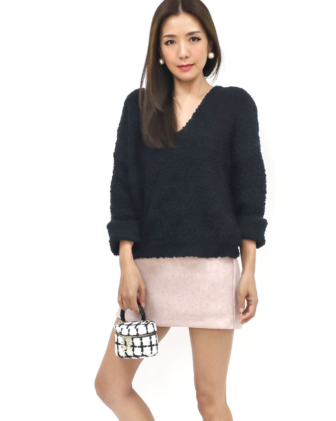 black texture knitted top *pre-order*