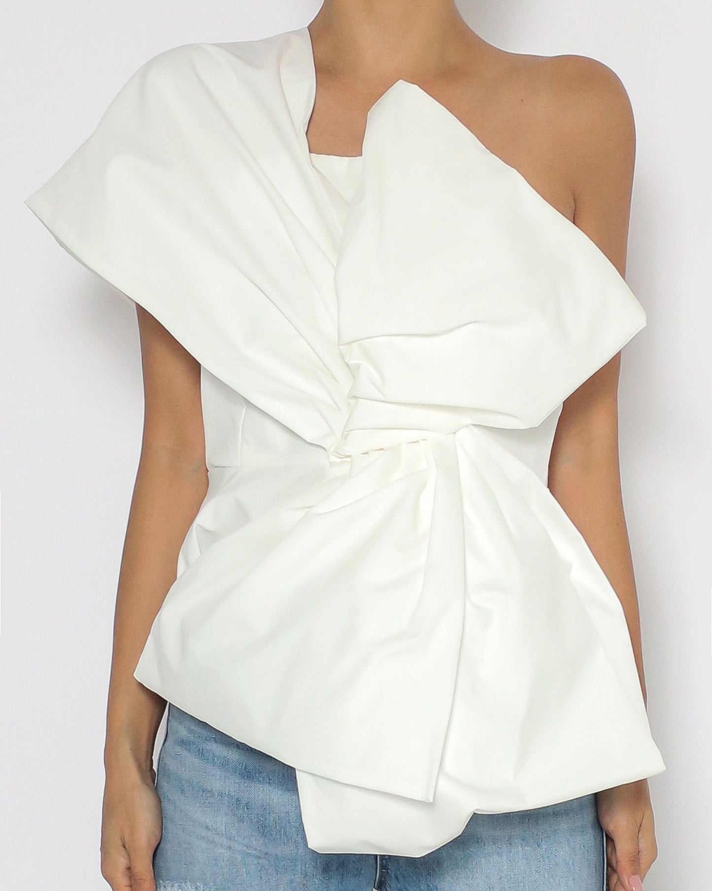 ivory twisted front one shoulder top *pre-order*