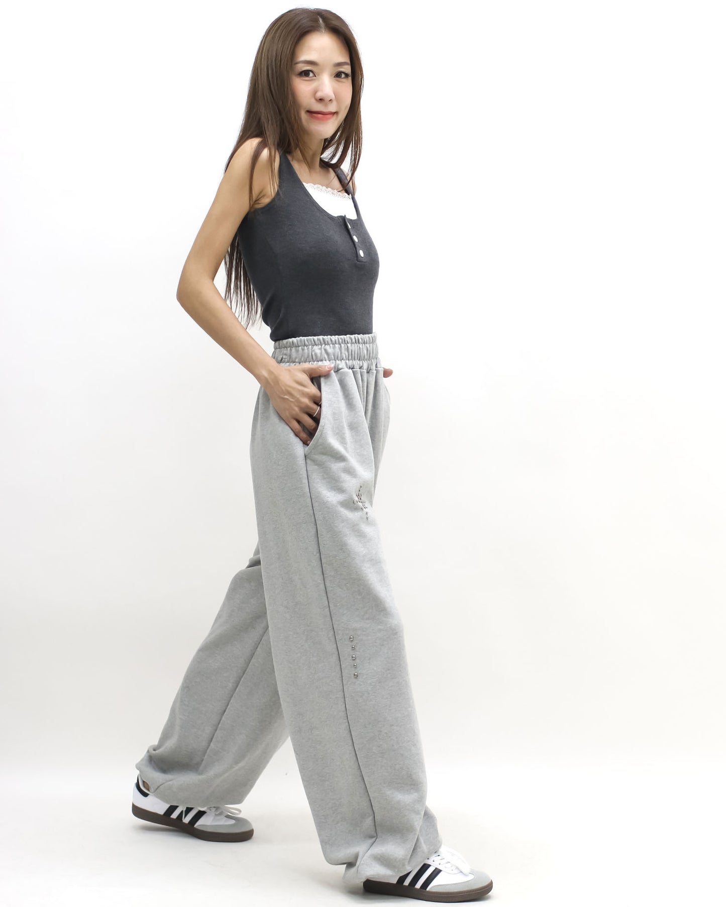 grey studded sweat joggers