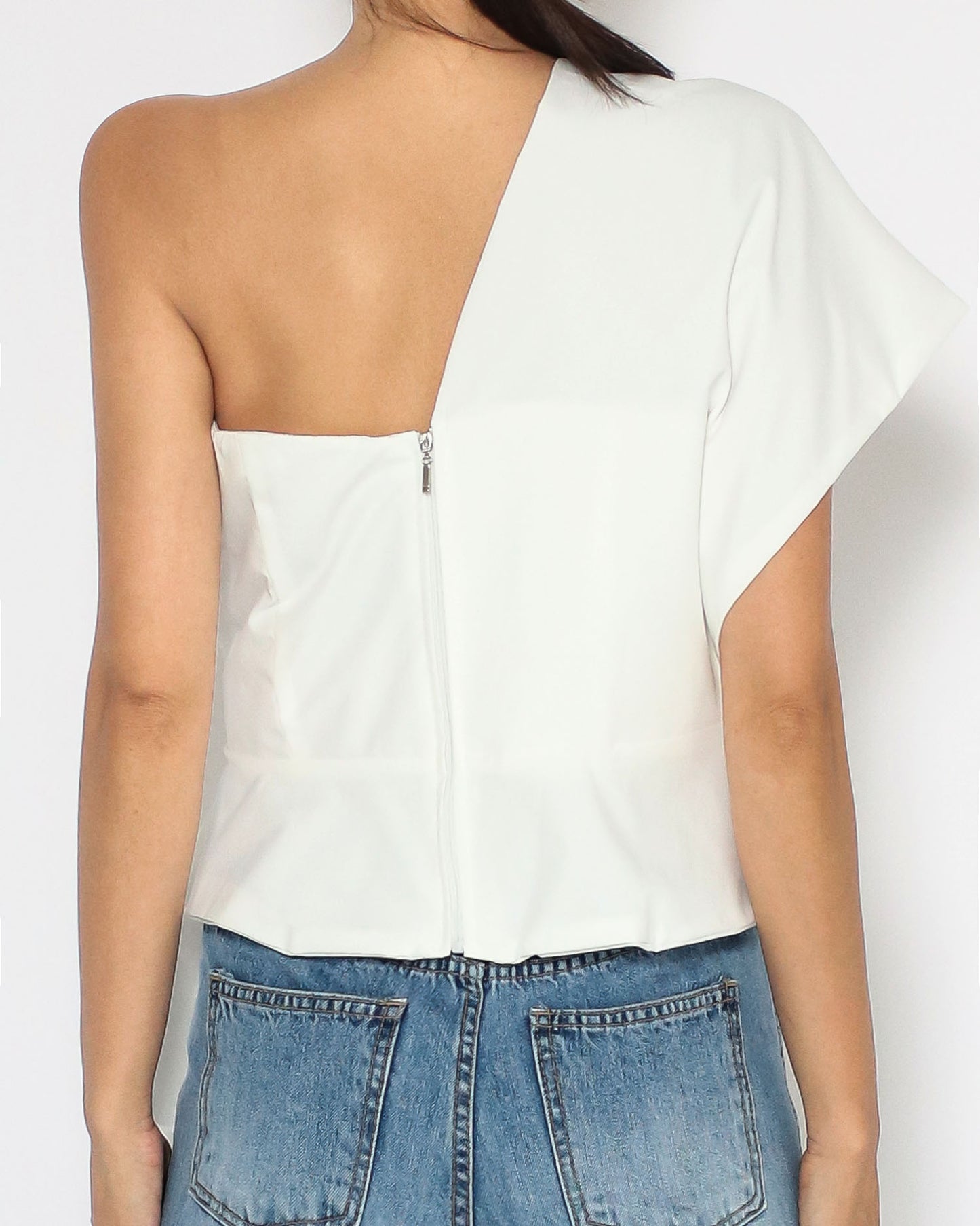 ivory twisted front one shoulder top *pre-order*