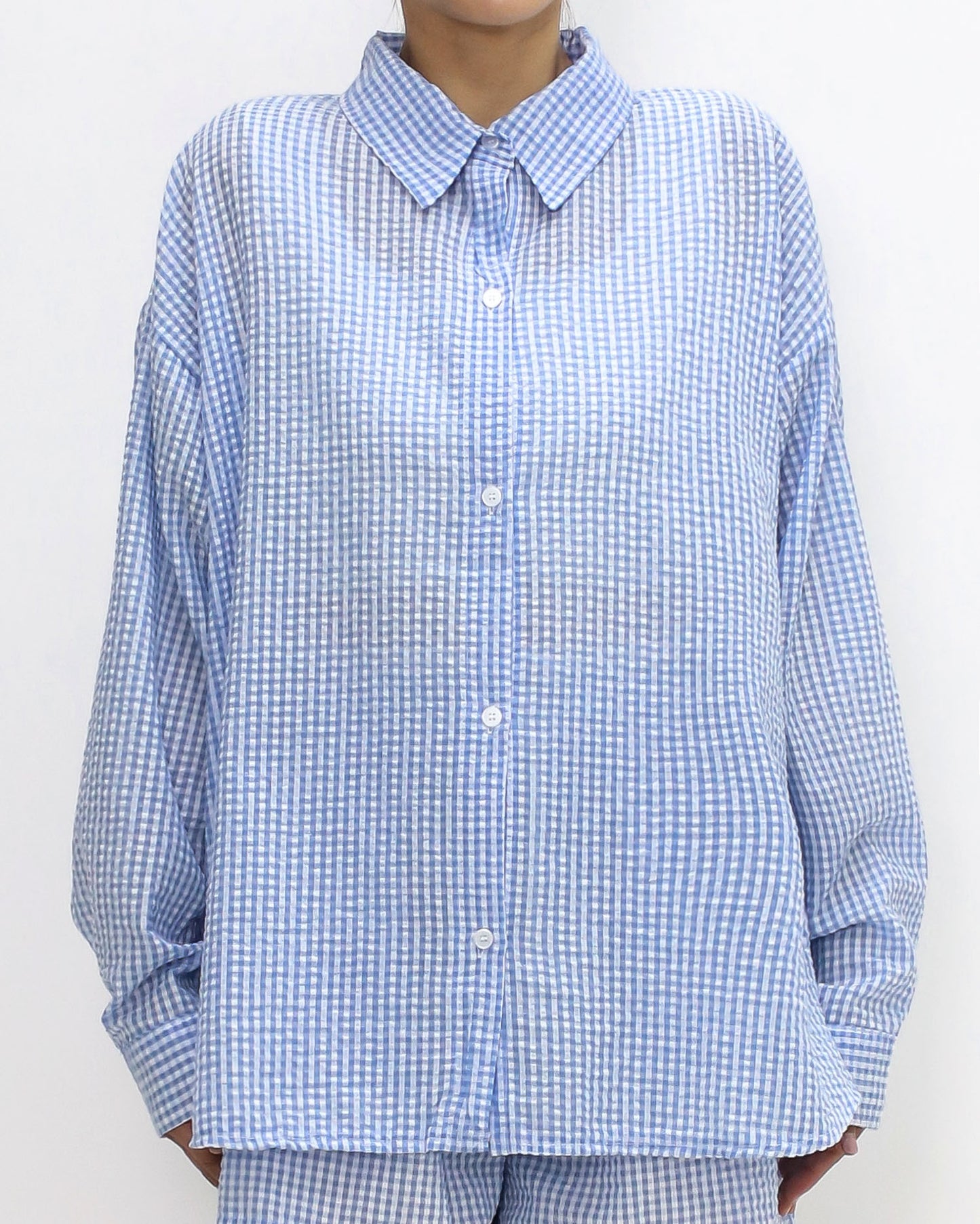 blue & ivory checkers shirt *pre-order*