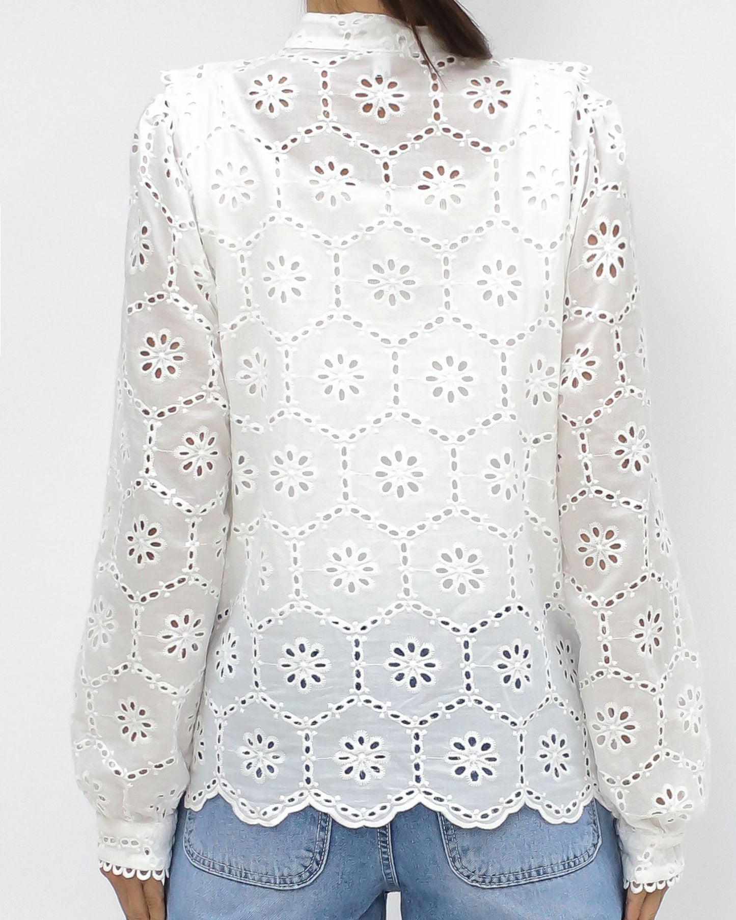 ivory crochet ruffles front shirt top *pre-order*