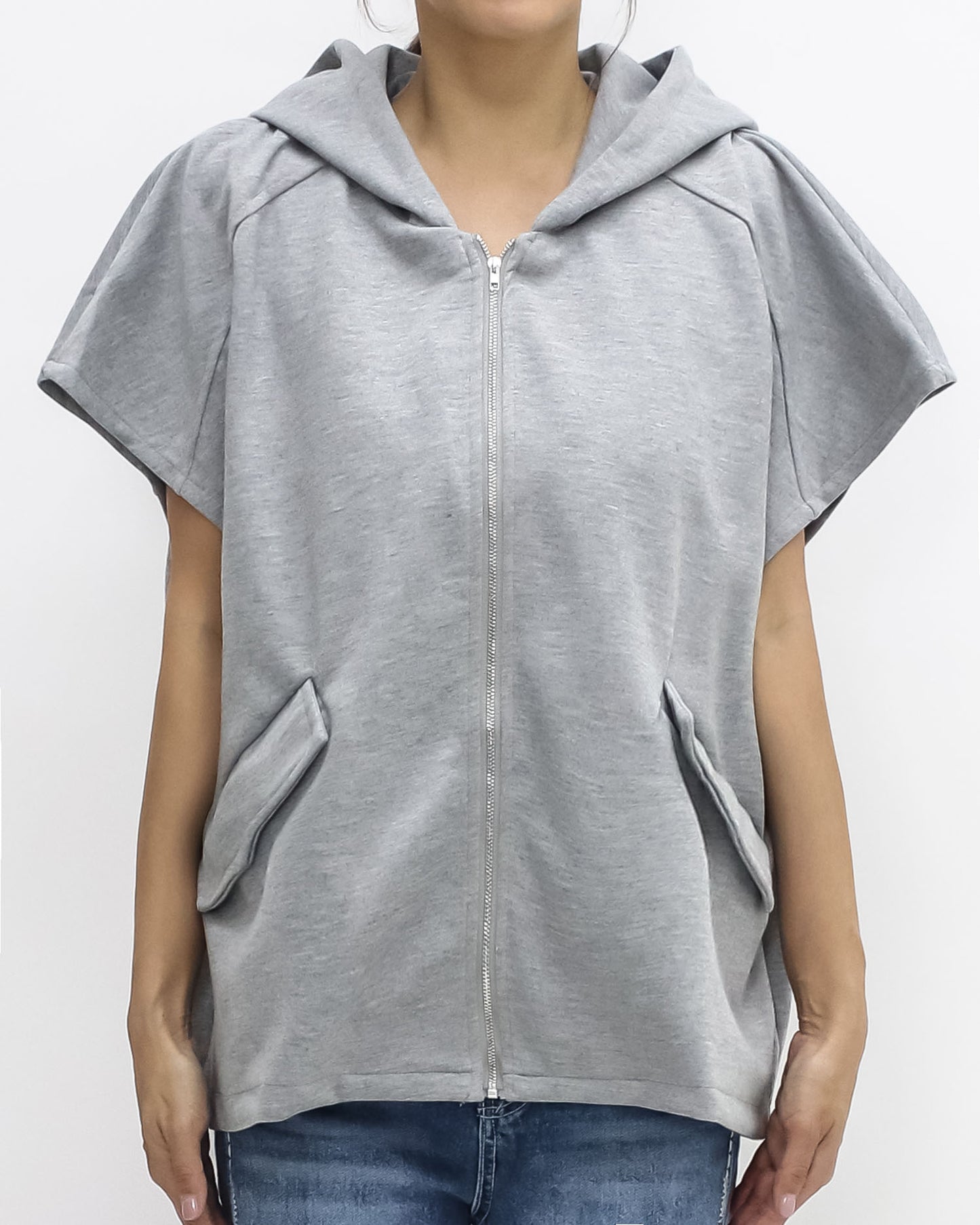 grey sleeves hoodie sweatshirt