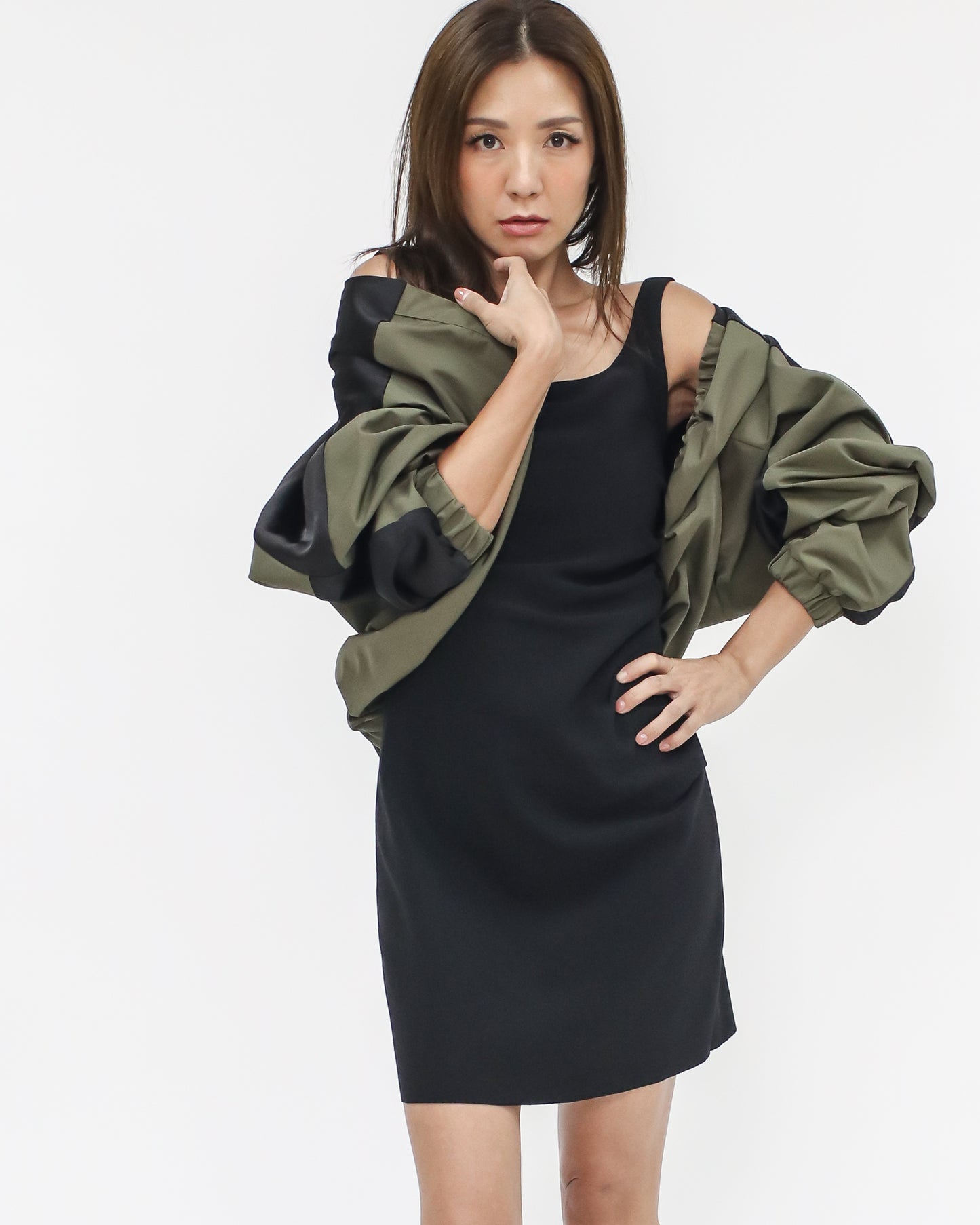 black & green tech throw on jacket *preorder* STYLEGAL