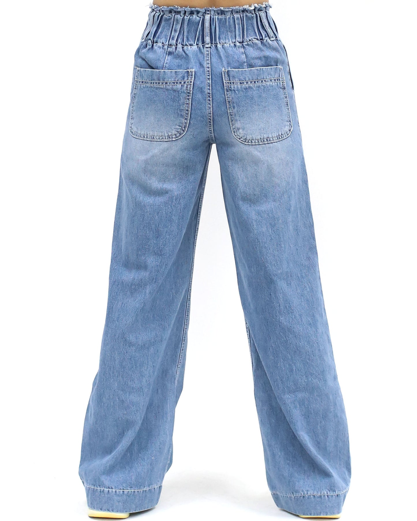 light blue denim pockets straight legs jeans