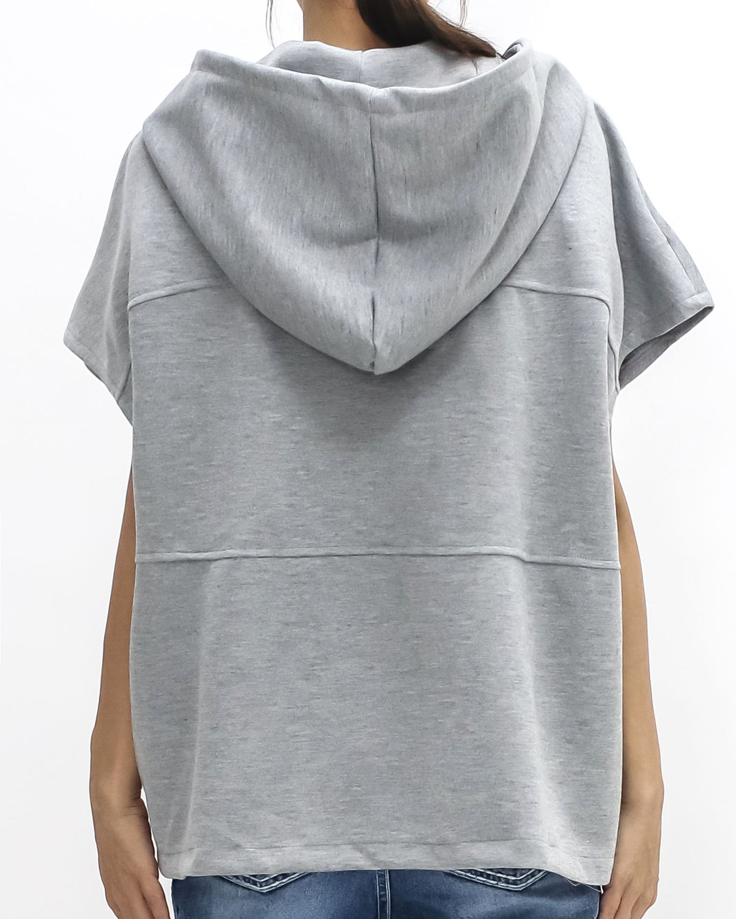 grey sleeves hoodie sweatshirt