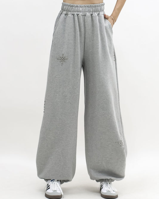 grey studded sweat joggers