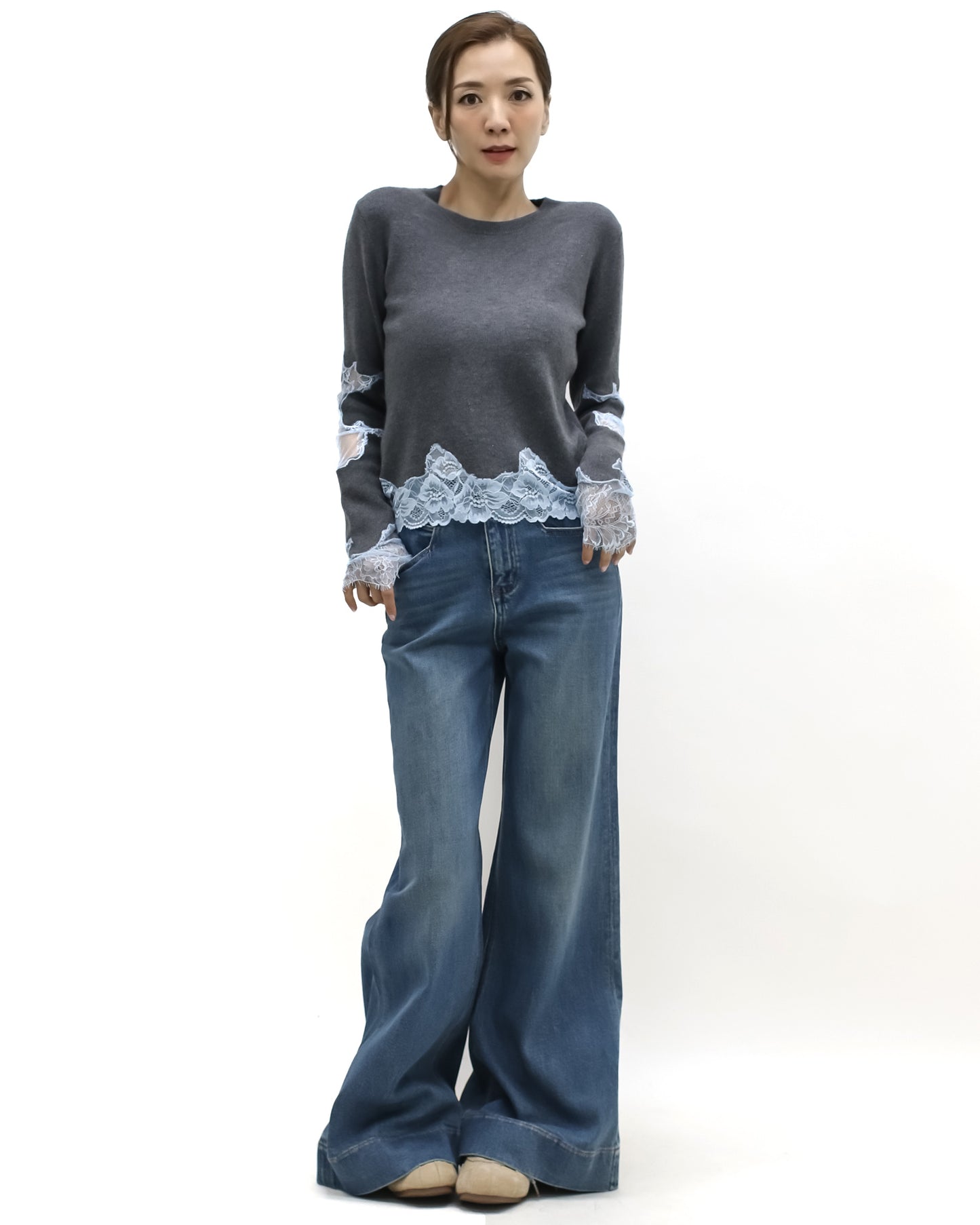 washed blue denim flare jeans *pre-order*