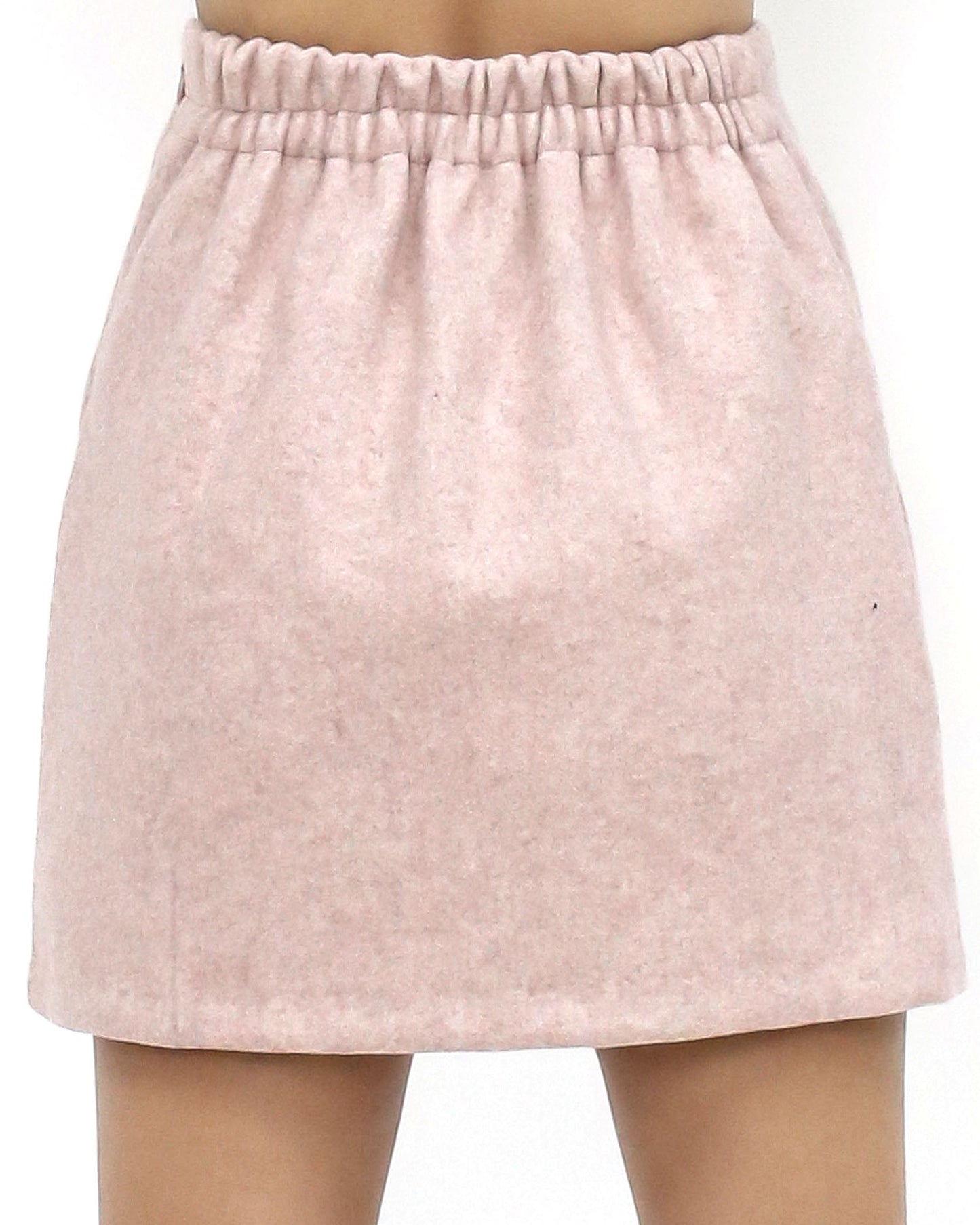 粉紅色羊毛混紡裙褲