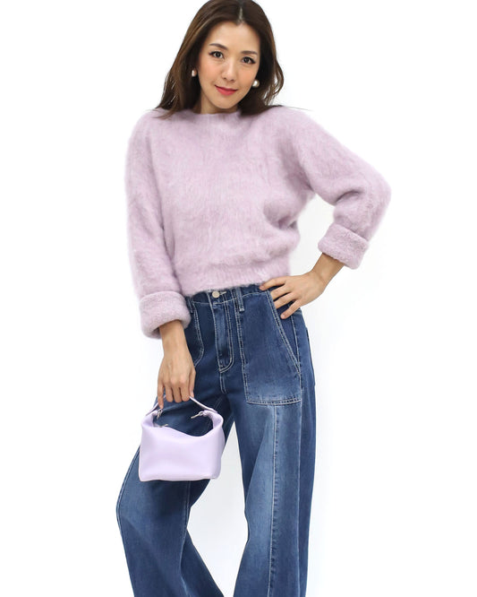 lilac boucle knitted top