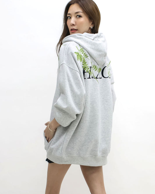 marl grey embroidered hoodie sweatshirt