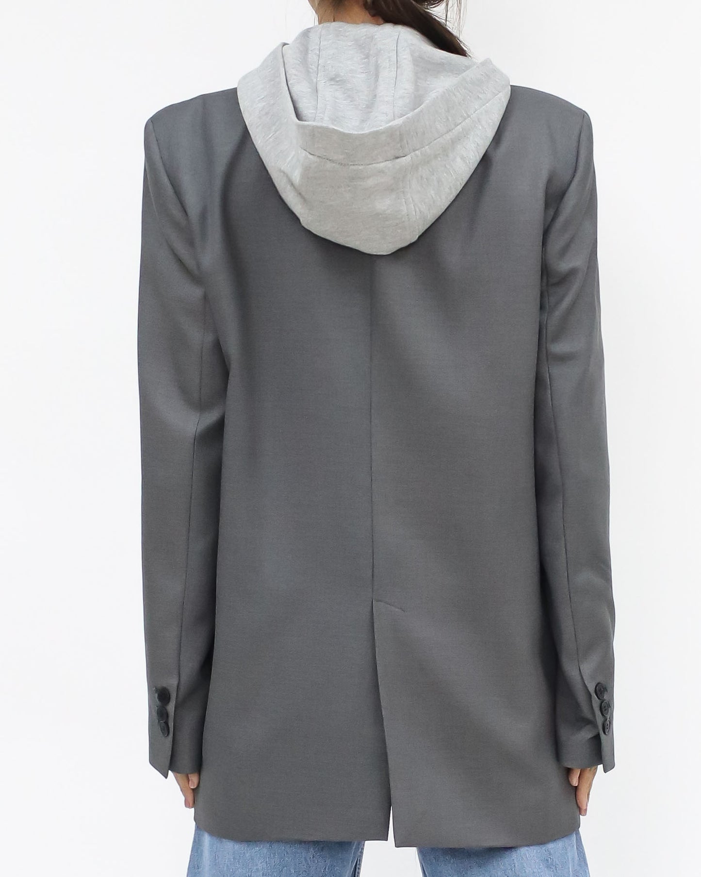 grey w/ sweat hoodie contrast blazer *pre-order*