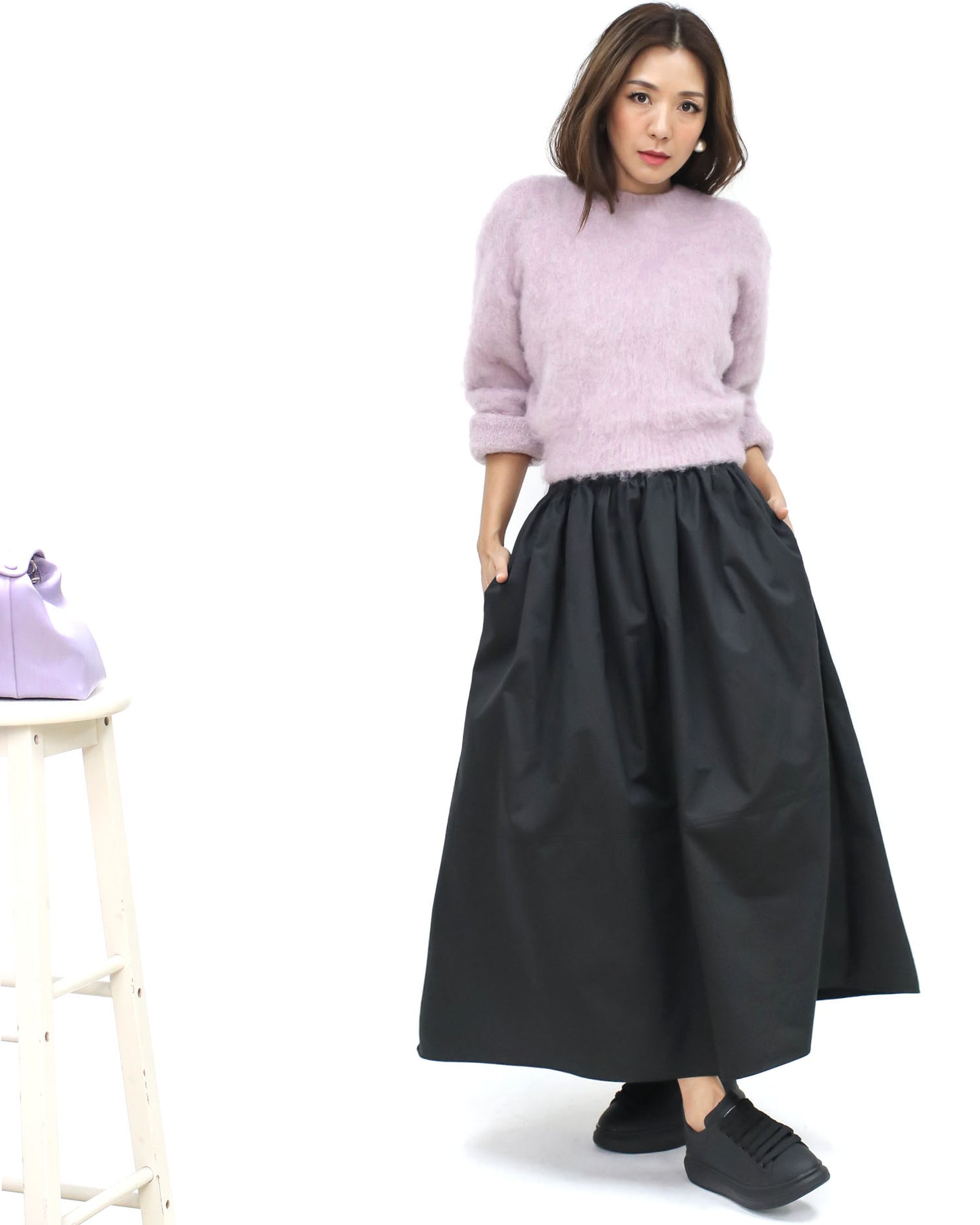 black flare cotton shirt skirt *pre-order*