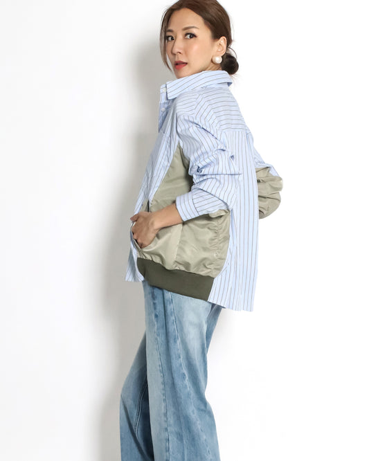 blue & ivory stripes w/ green tech shirt *pre-order*