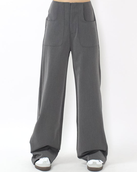 grey  high waist straight leg pants *pre-order*