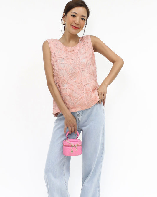 pink crochet lace vest *pre-order*