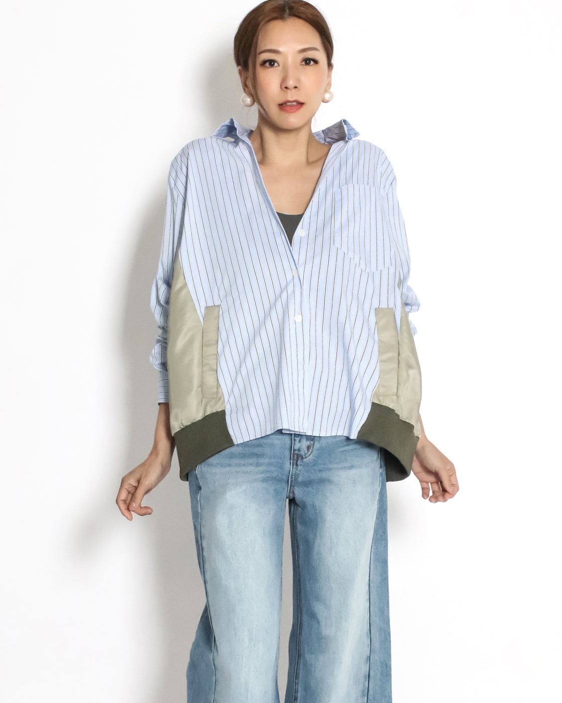 blue & ivory stripes w/ green tech shirt *pre-order*