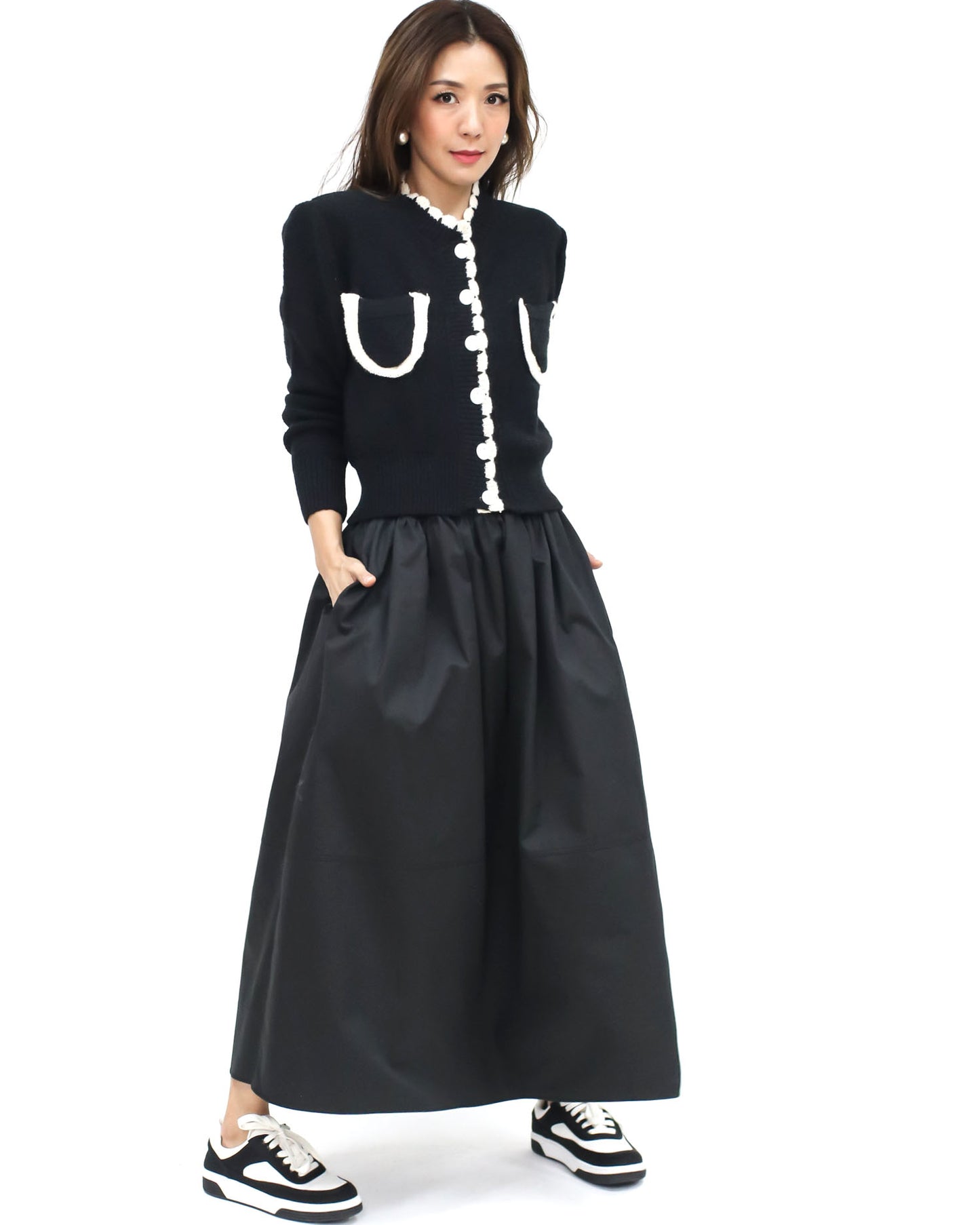 black flare cotton shirt skirt *pre-order*